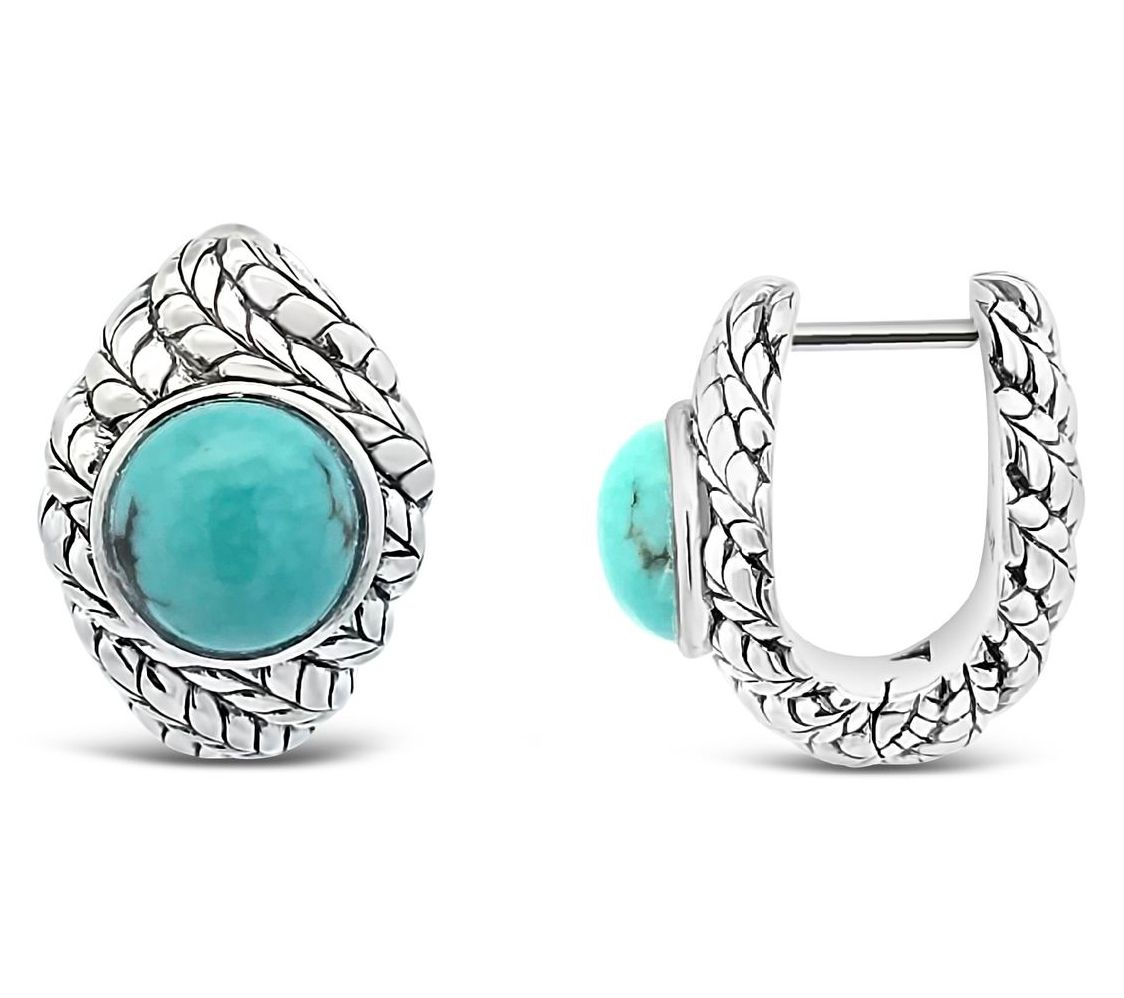 Tiffany Kay Studio Sterling Turquoise Huggie Hoop Earrings
