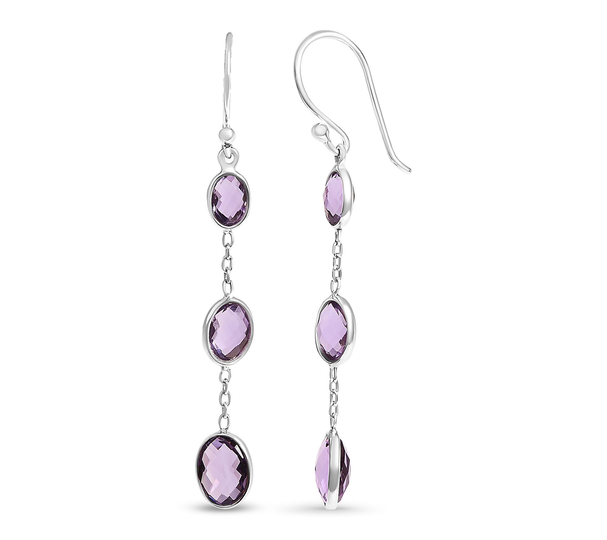 Haus of Brilliance Amethyst Dangle Earrings, Sterling Silver