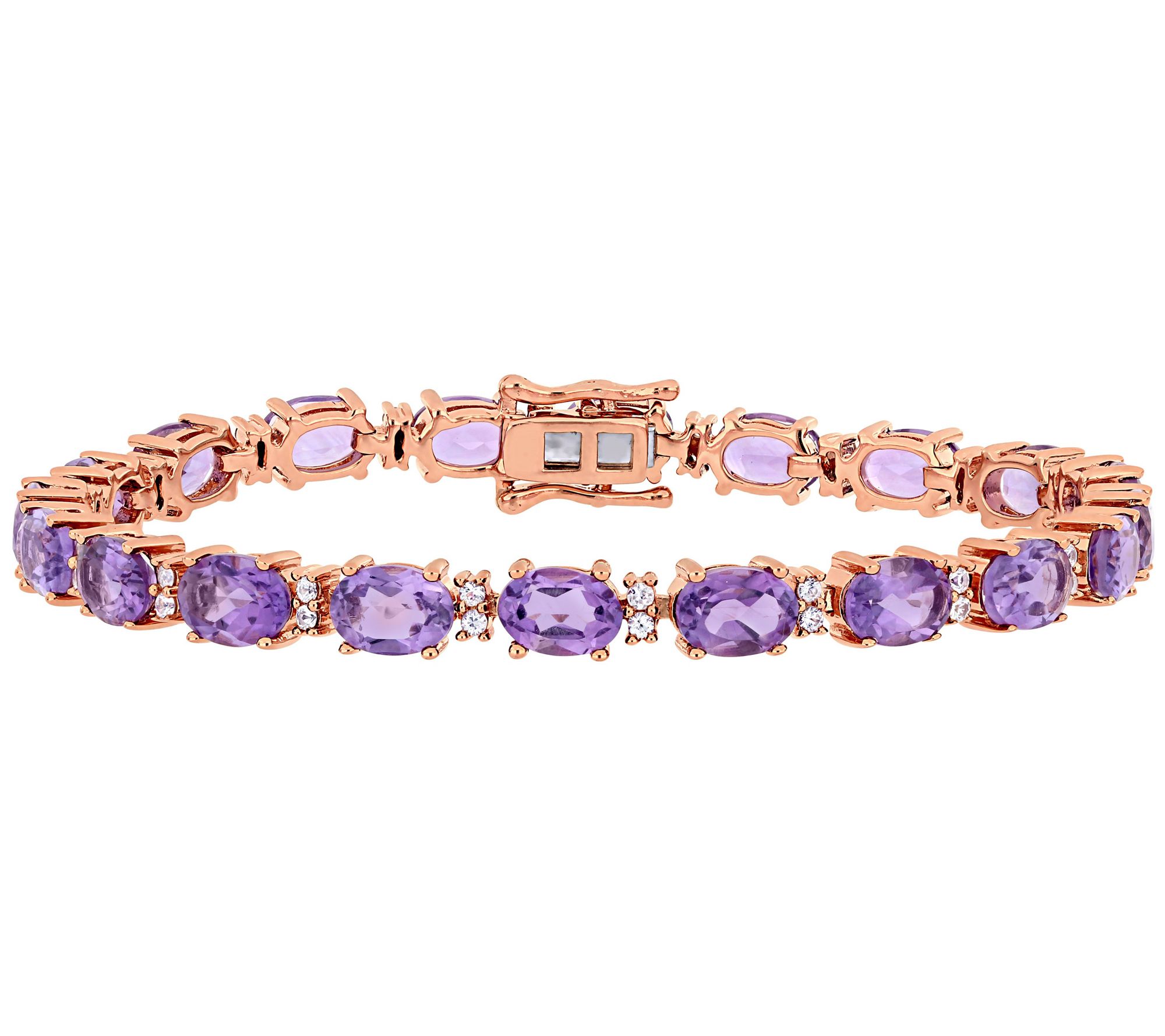 18K Rose-Plated 14.60 cttw Amethyst & White Sapphire Bracelet