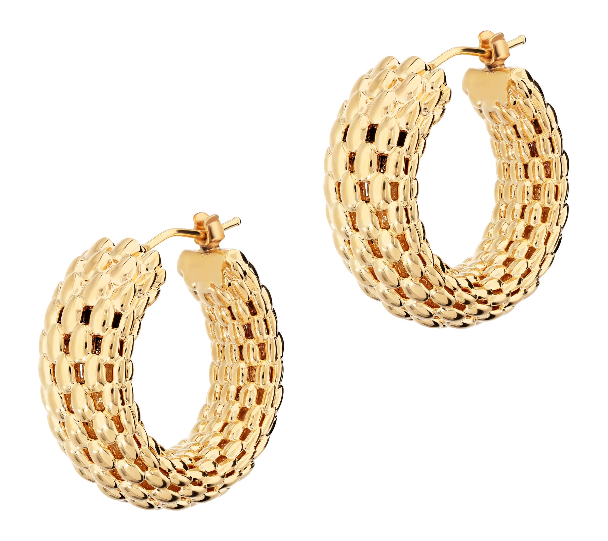 BellaOro Mesh Hoop Earrings, 14K Gold Over Resin