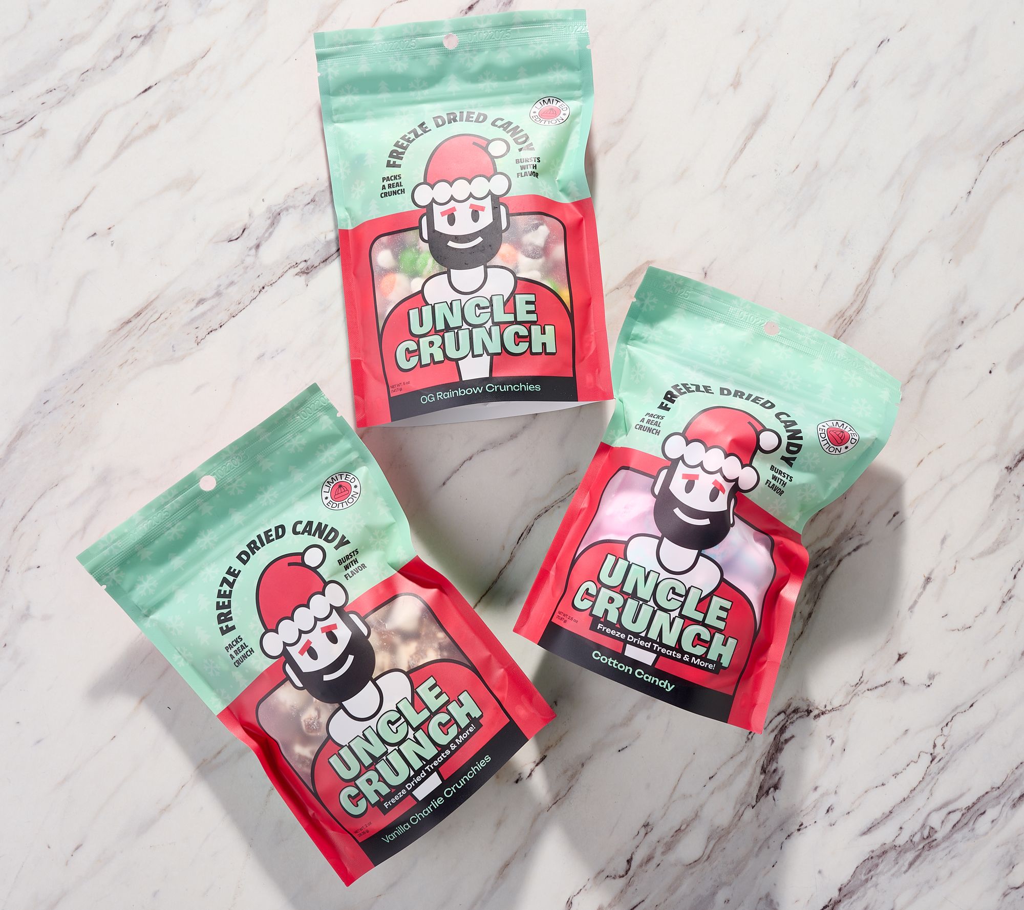 Uncle Crunch 3 Resealable Bags of Freeze Dried Candies