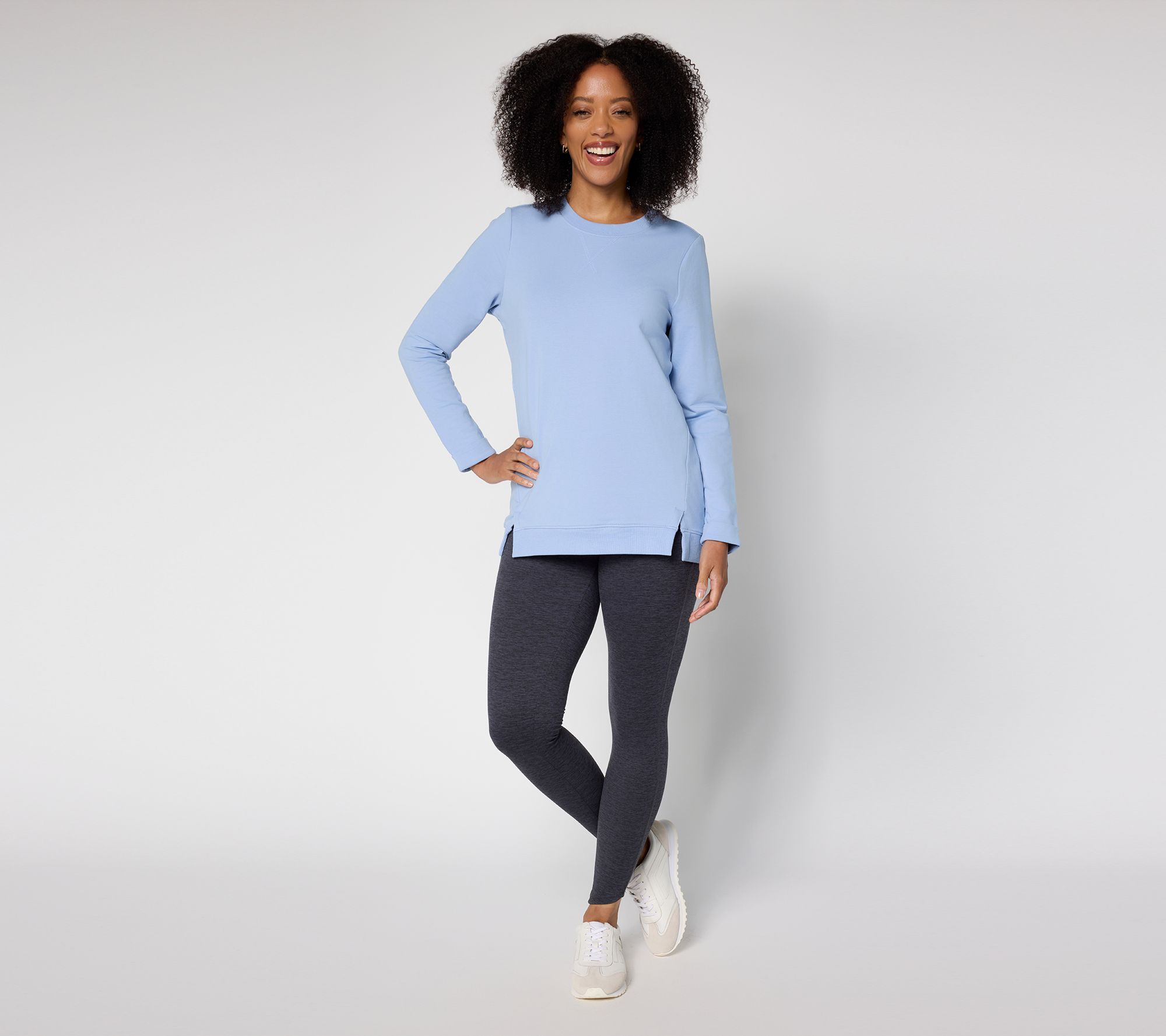 Denim & Co. Active French Terry Top with Slit Detail