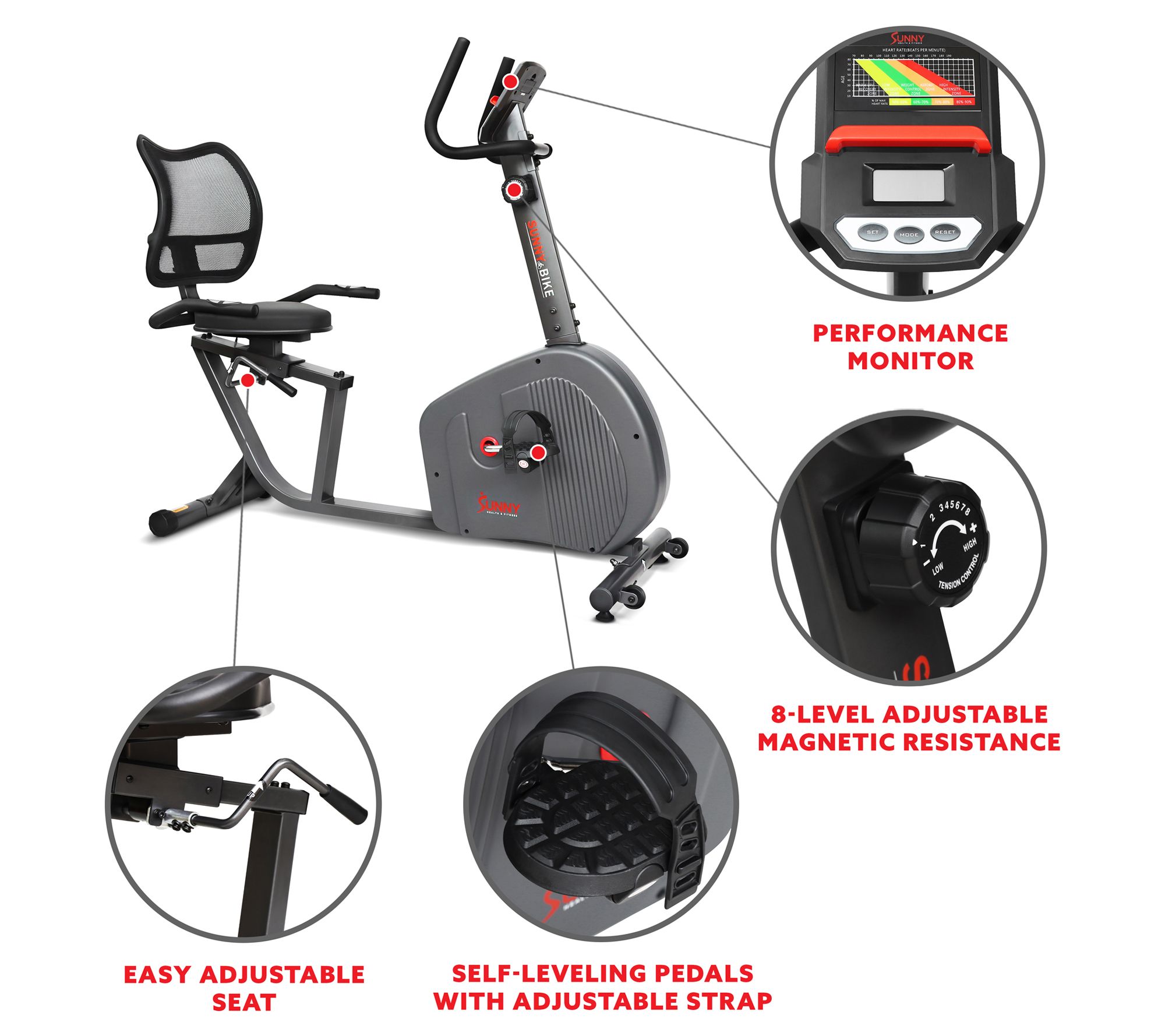 Sunny Health & Fitness Endurance Series Smart Recumbent Bike