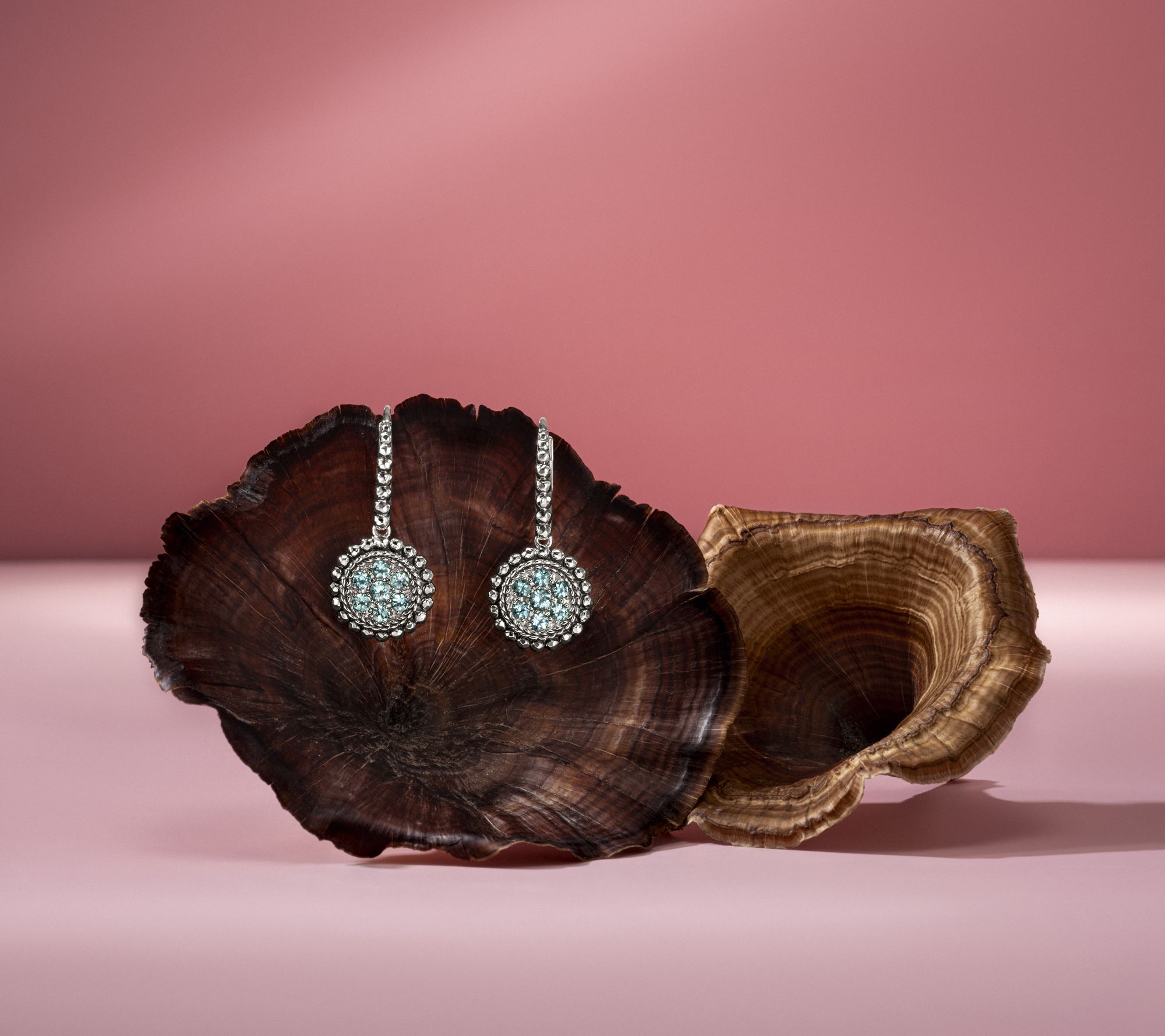 JAI Sterling Silver Exotic Gemstone Pave Earrings