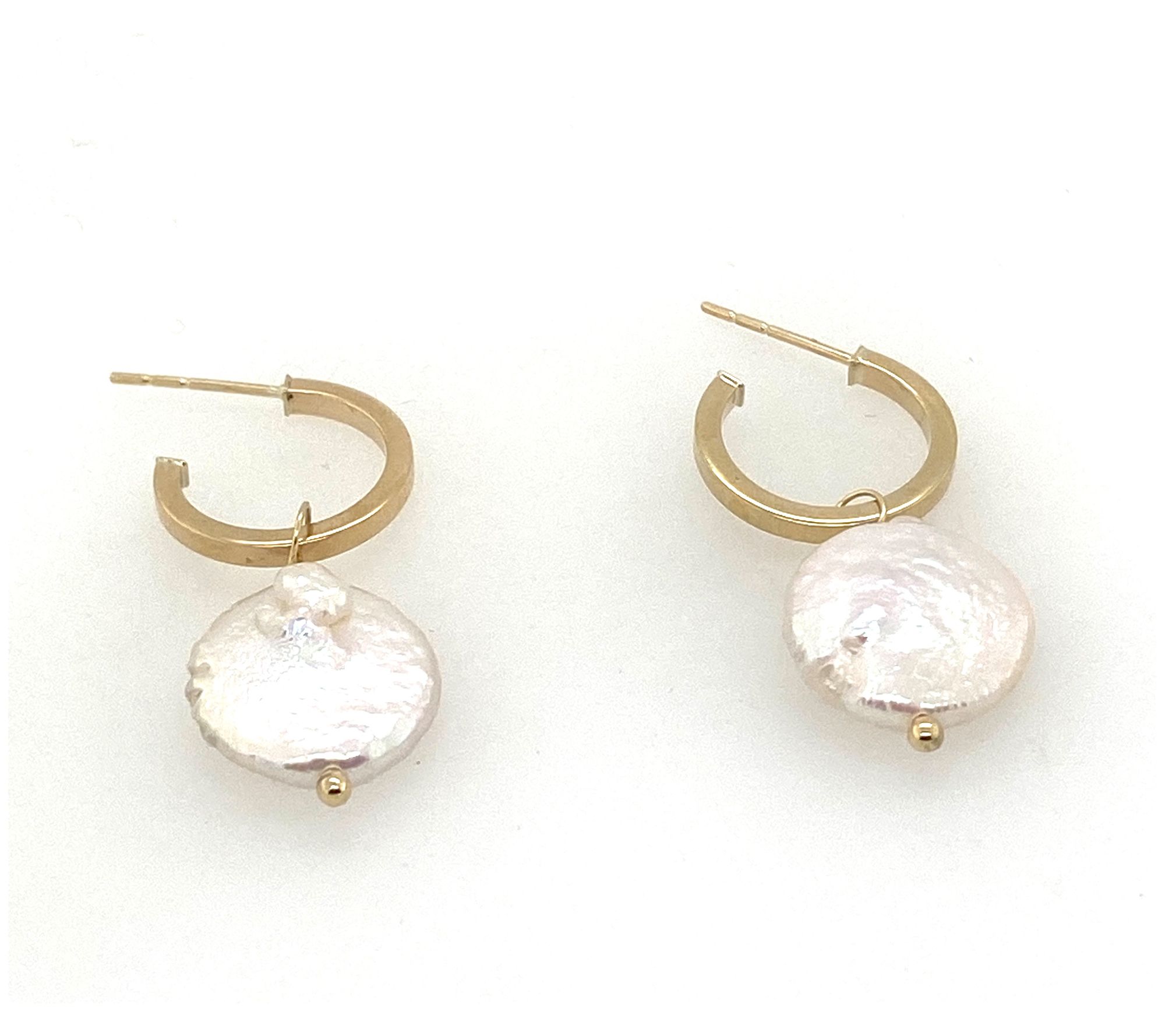 Alkeme 10K Gold Mother of Pearl Disc Hoop Earrings