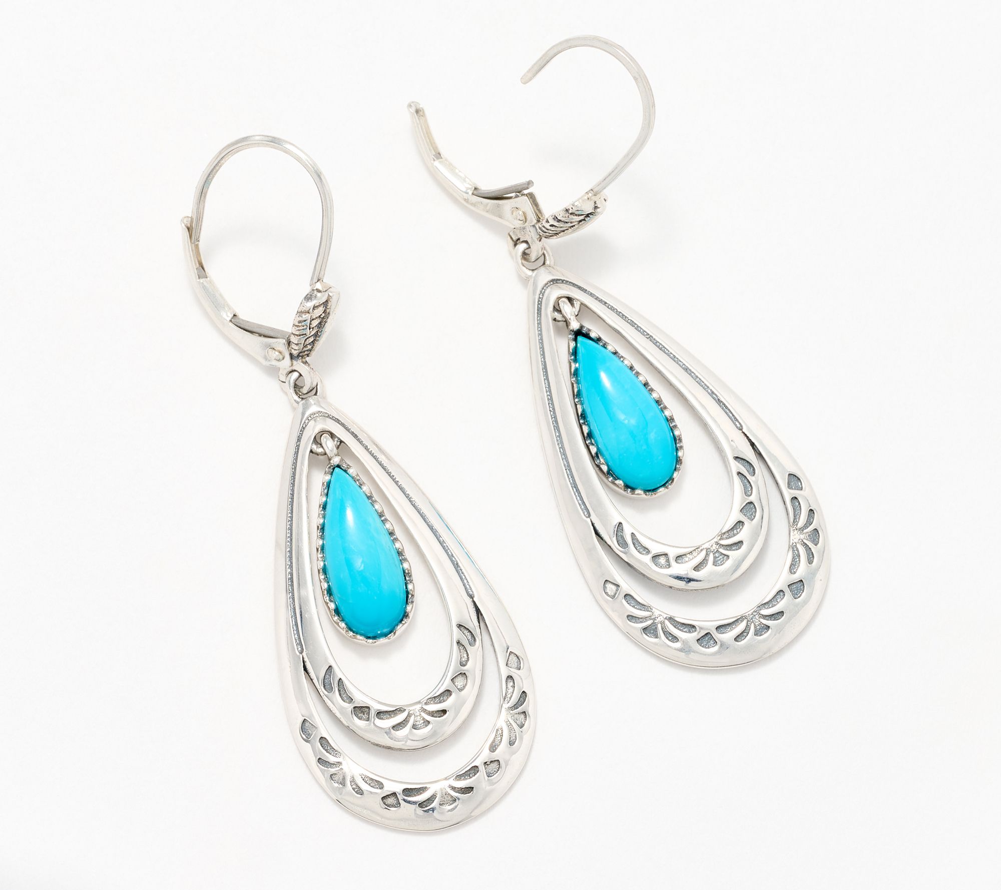 American West Sterling Silver Teardrop Gemstone Earrings