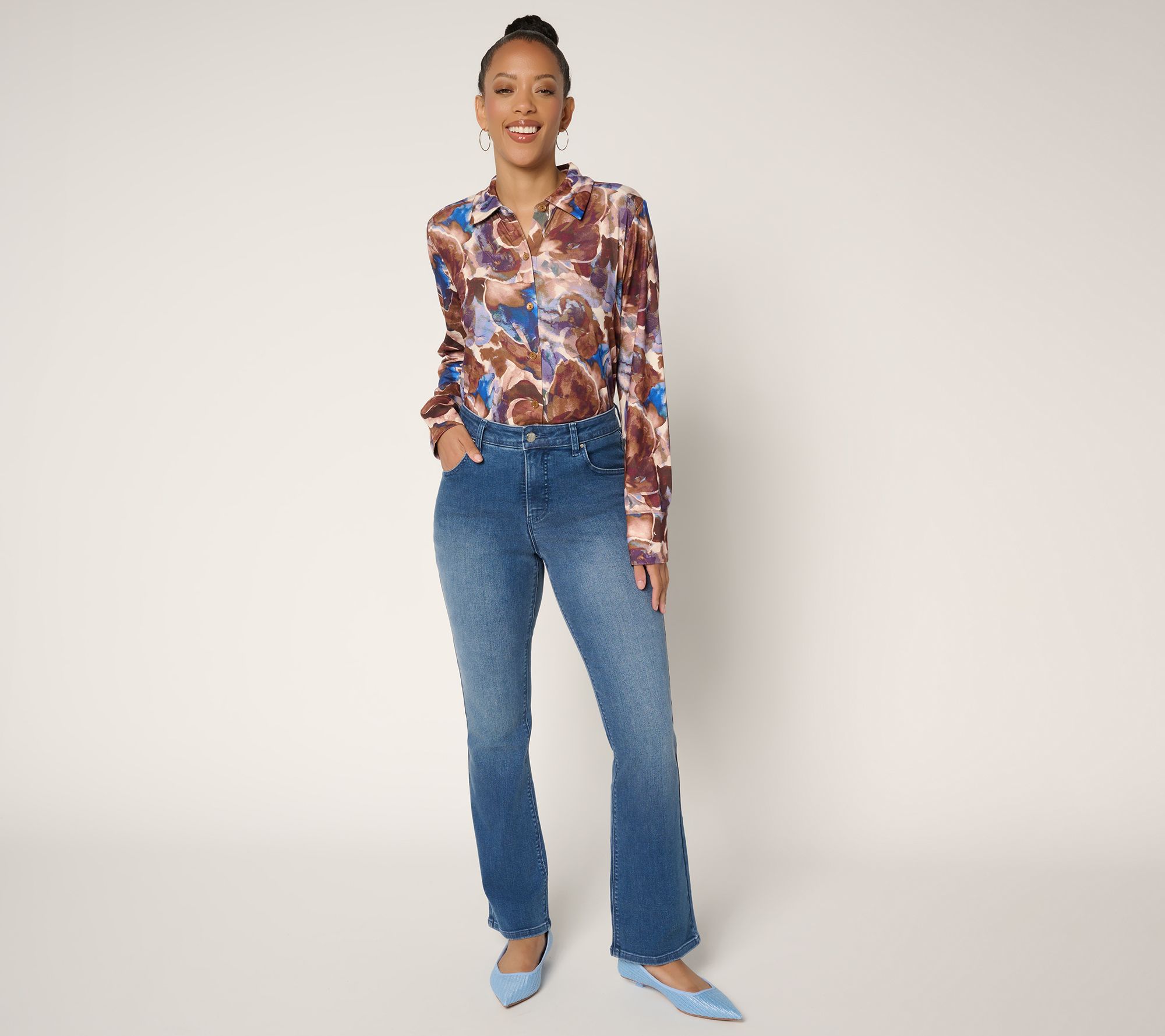 Women with Control Contour Curves Regular Indigo Jeans