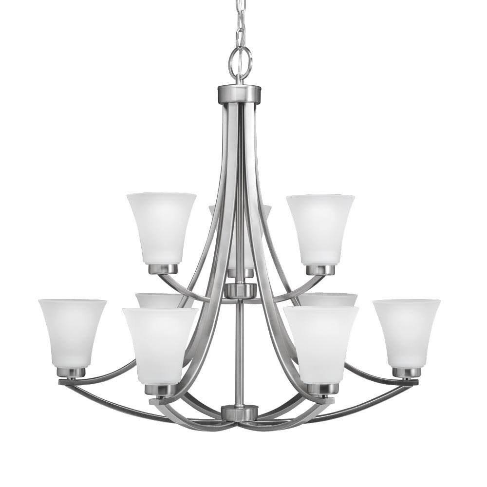 Portfolio Lyndsay 9-Light Satin Nickel Modern/Contemporary Chandelier 34400