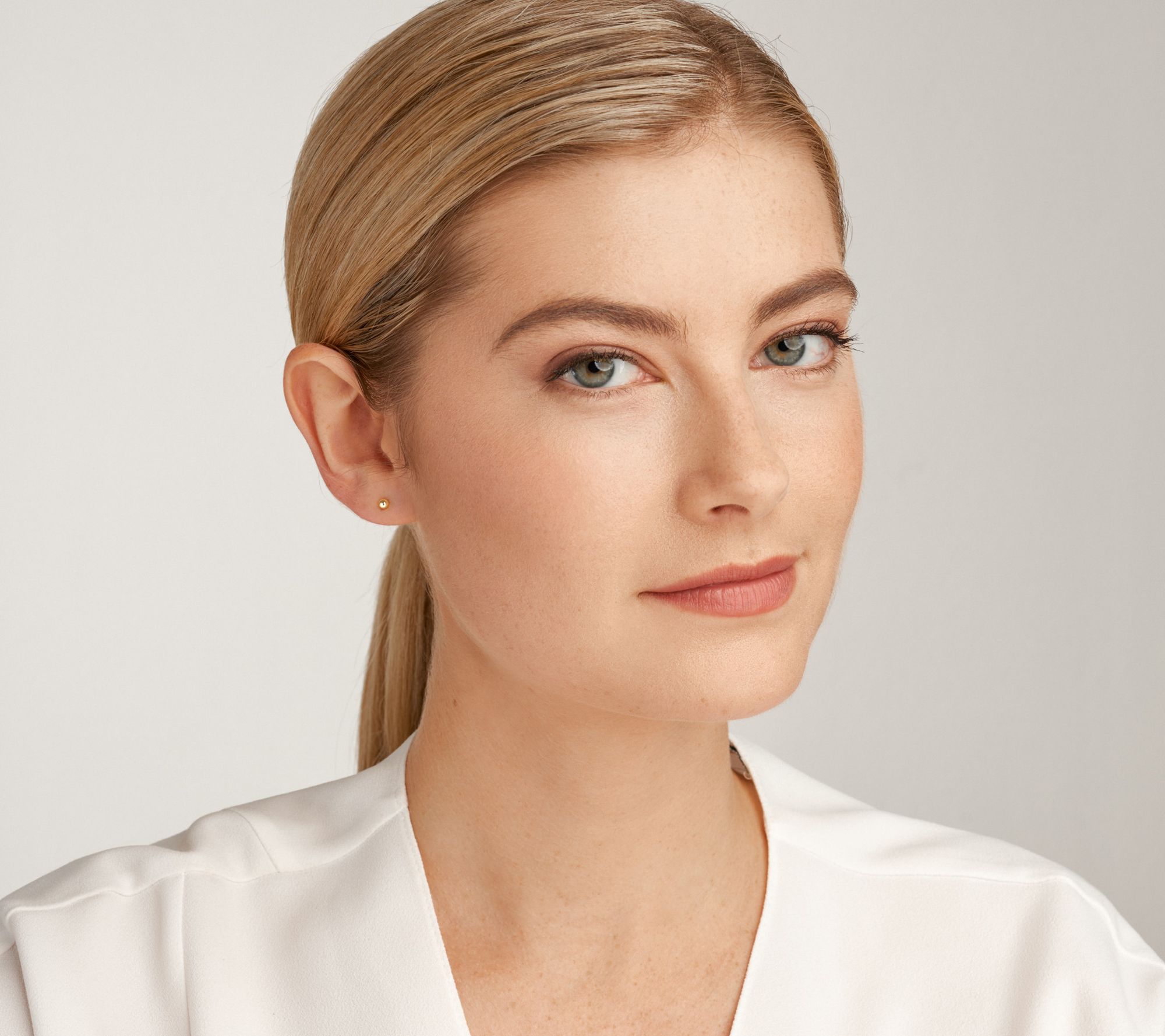 High Polished Ball Stud Earrings, 18K Gold Clad Sterling