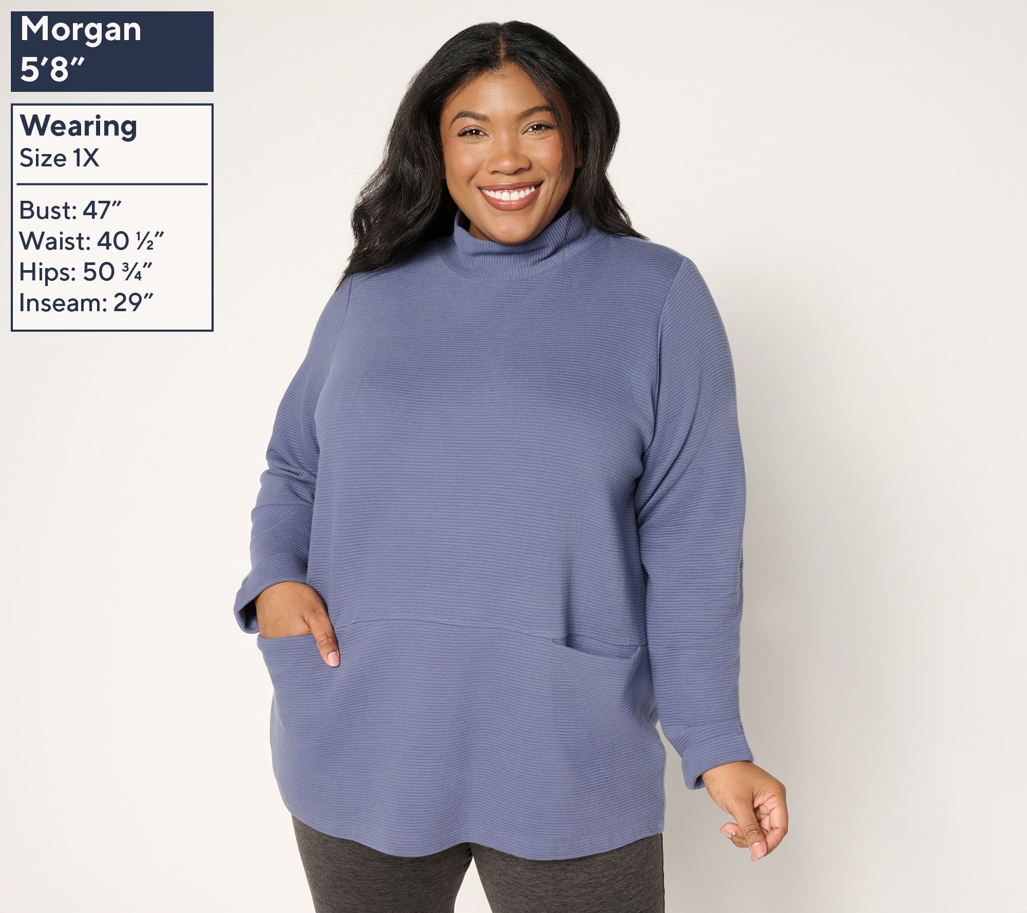 Denim & Co. Active Regular Ottoman Mock Neck Tunic