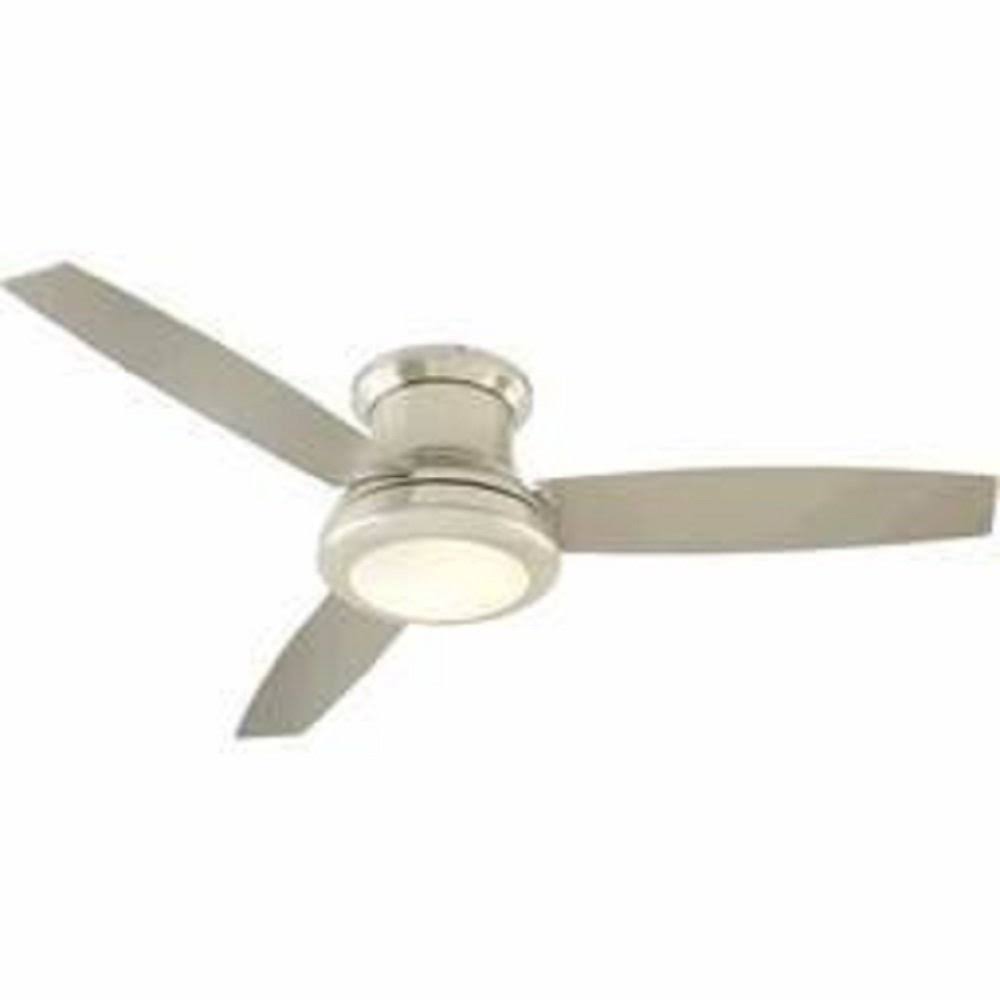Harbor Breeze Sail Stream 52-in Brushed Nickel Flush Mount Indoor Ceiling Fan with Light Kit and Remote (3-Blade)