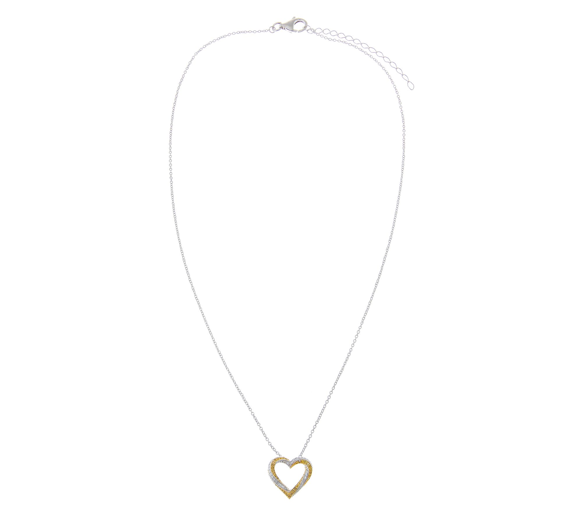 Affinity Diamonds Two-Tone Swirl Heart Necklace, Sterling