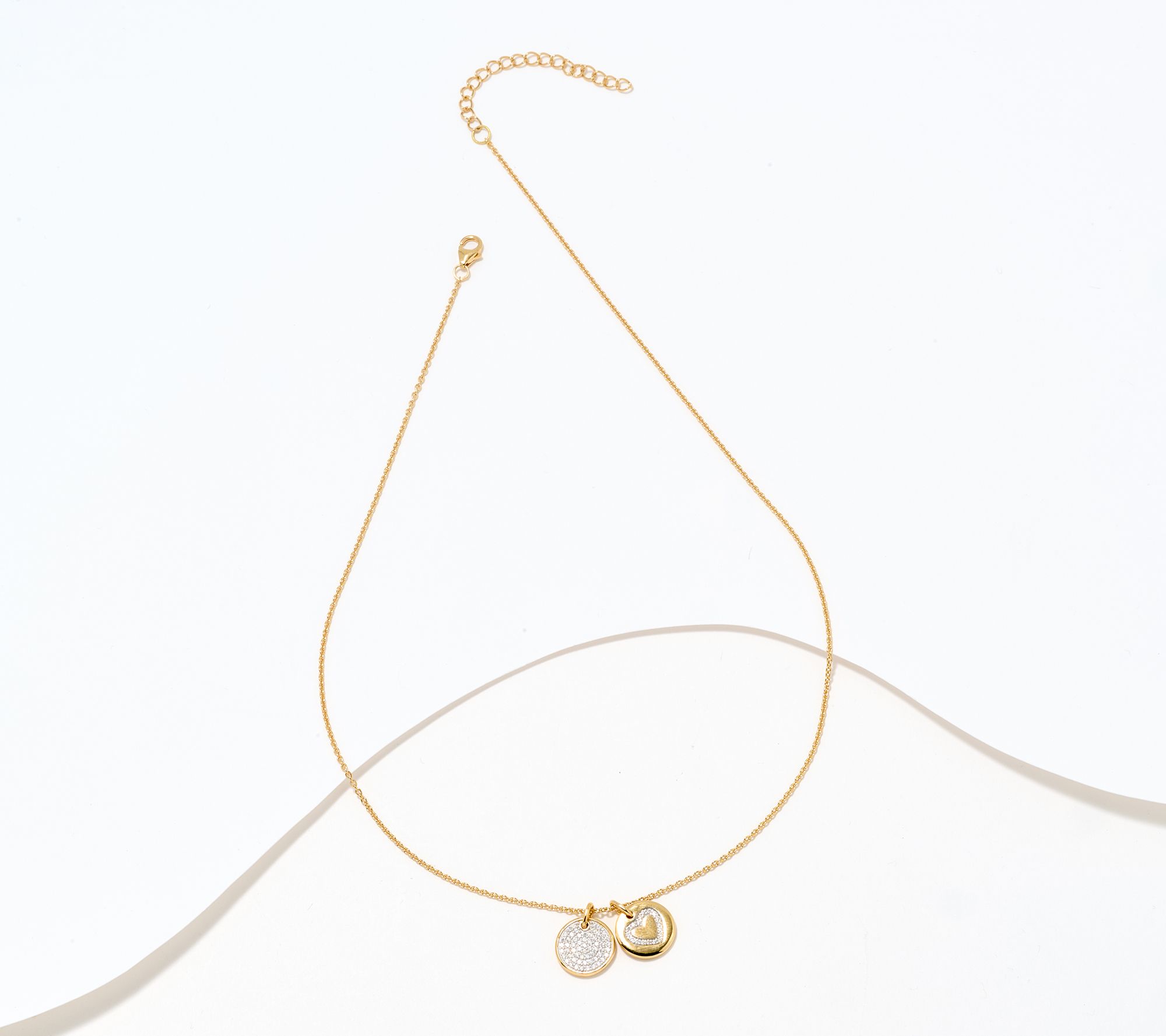 Diamonique Heart Charm Pendant Necklace, Sterling Silver