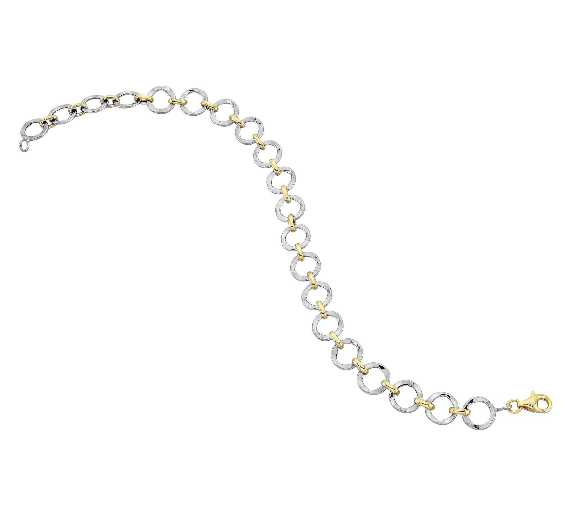 Adorna 14K Gold Two-Tone Alternating Open OvalLink Bracelet