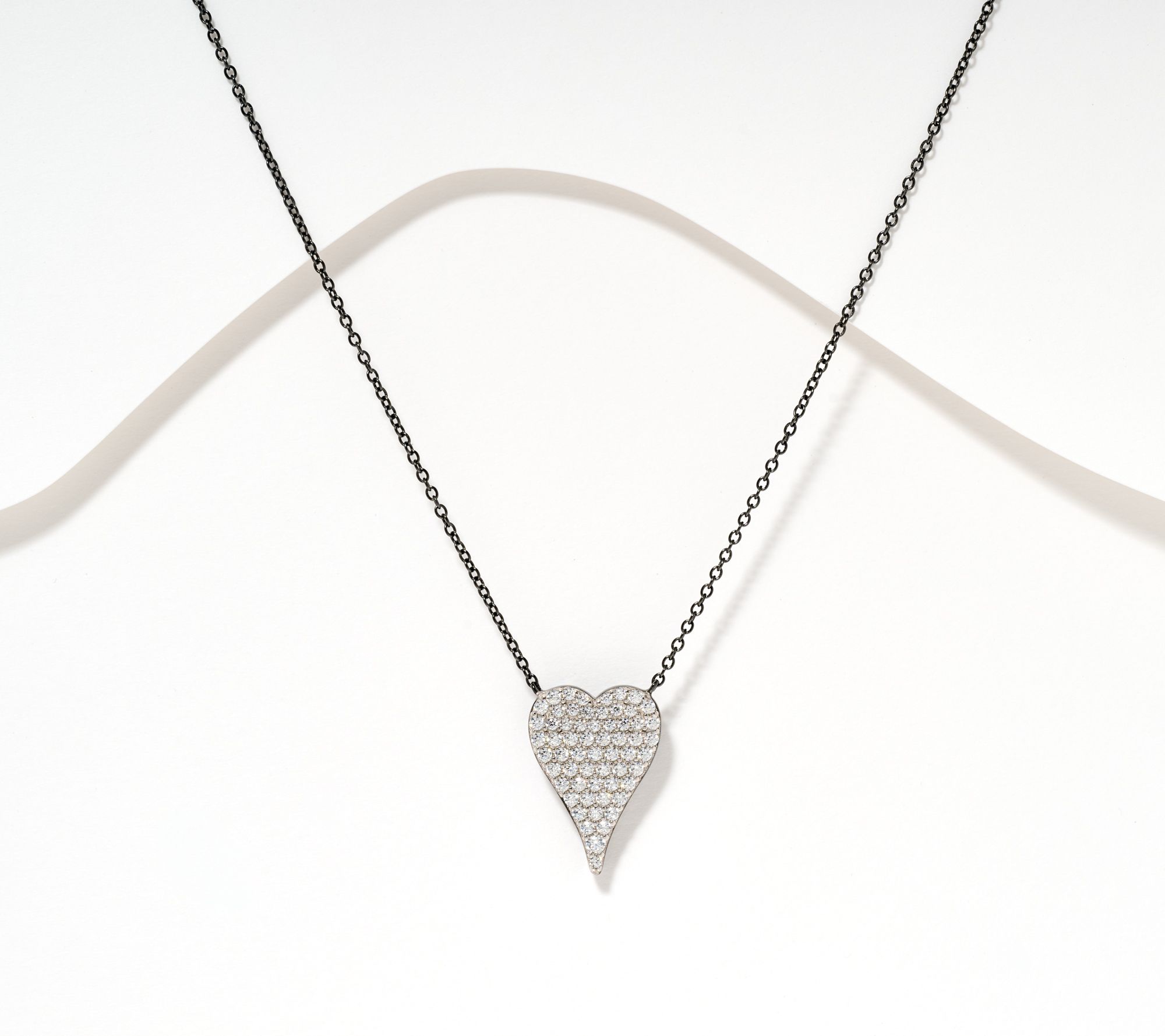 Diamonique x Jennifer Miller Boxed Pave Heart Necklace, Sterl