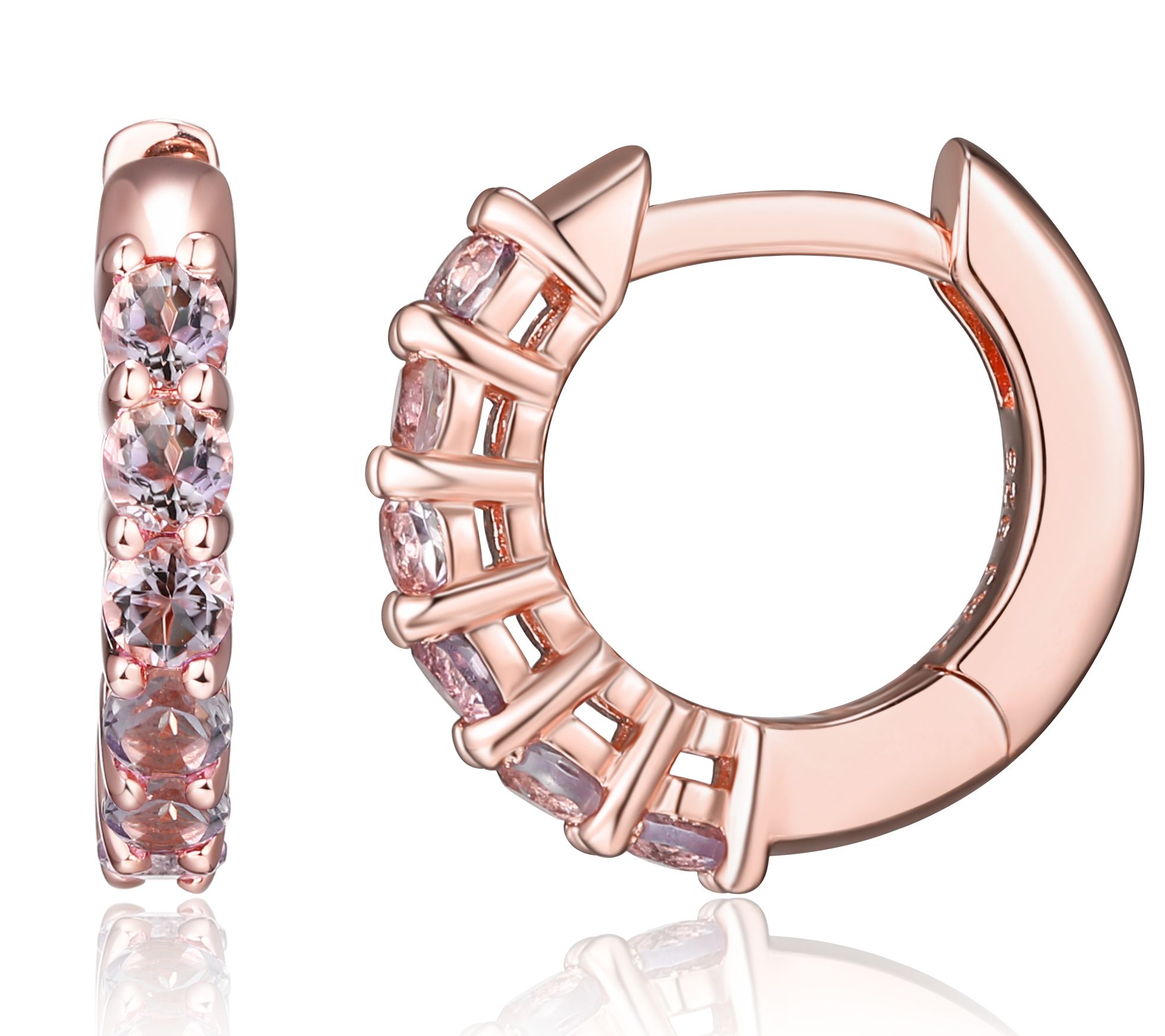 Affinity Gems Amethyst Hoop Earrings, 18K R ose Gold Plated