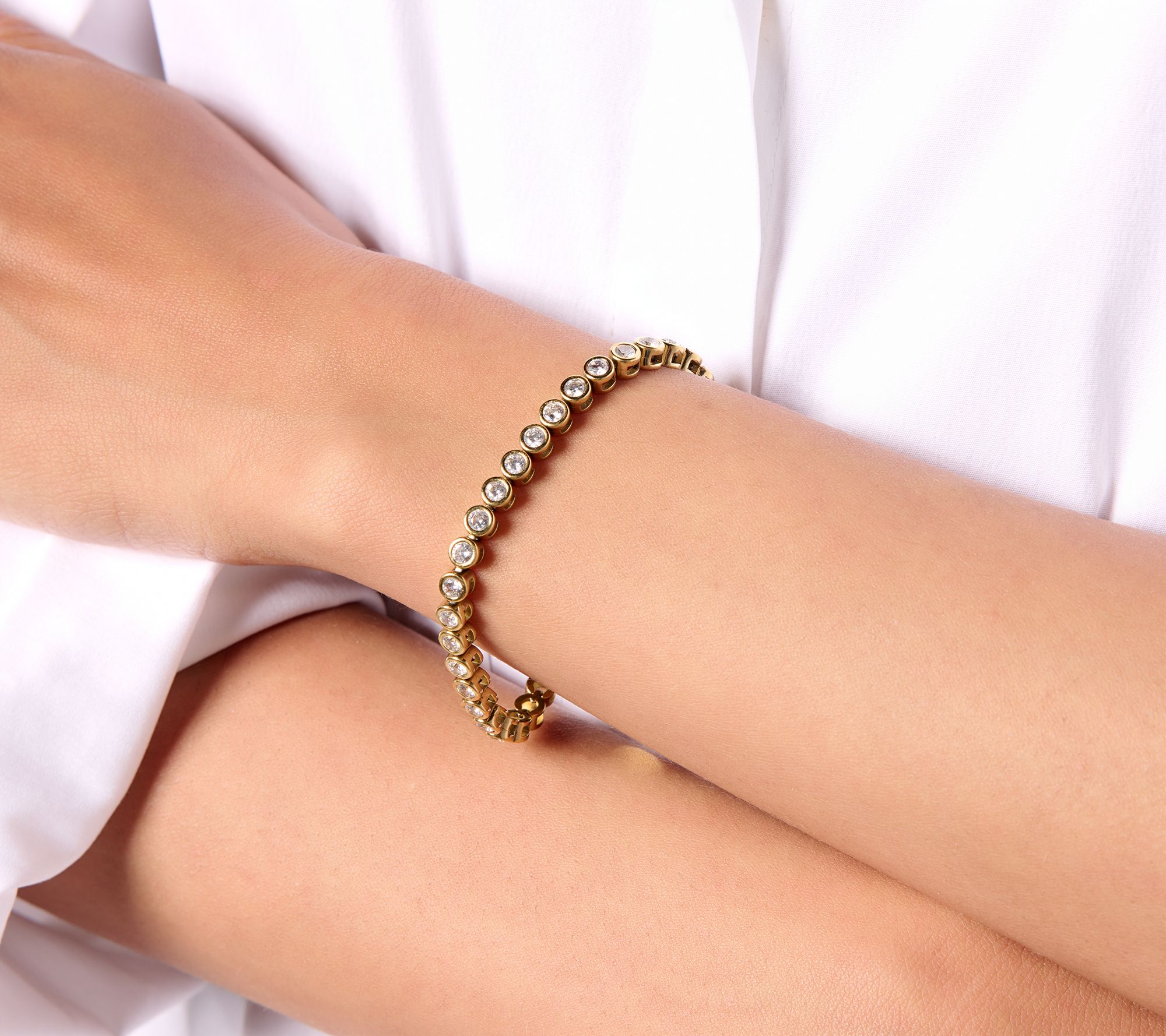 Steel by Diamonique Adjustable Tennis Bracelet