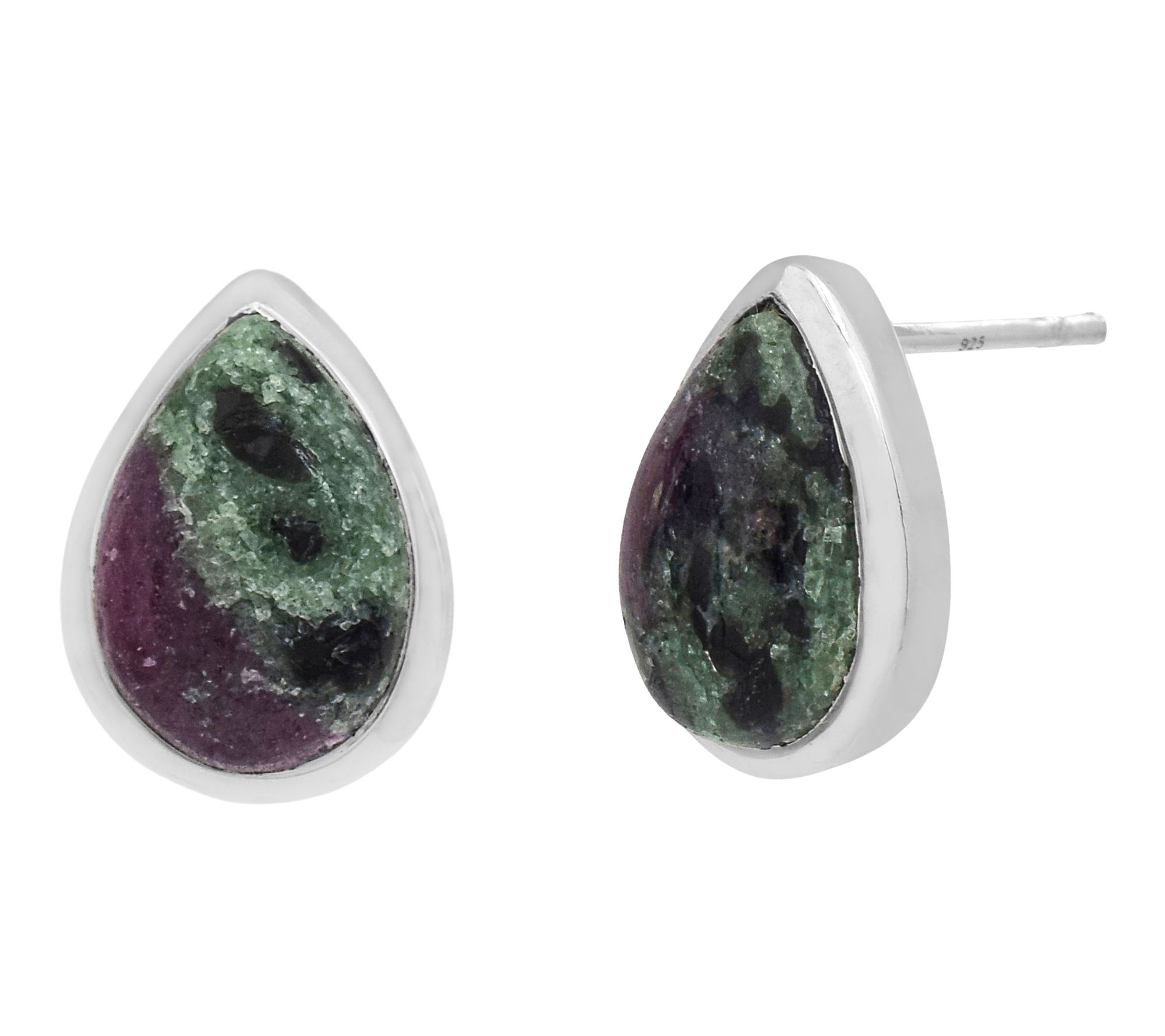 Affinity Gems Ruby Zoisite Stud Earrings, Sterling Silver