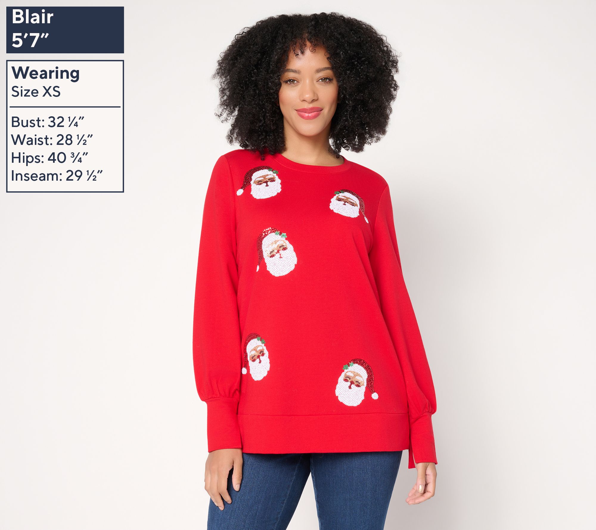 Jingle Belles by Kim Gravel Sequin Santa Knit Top