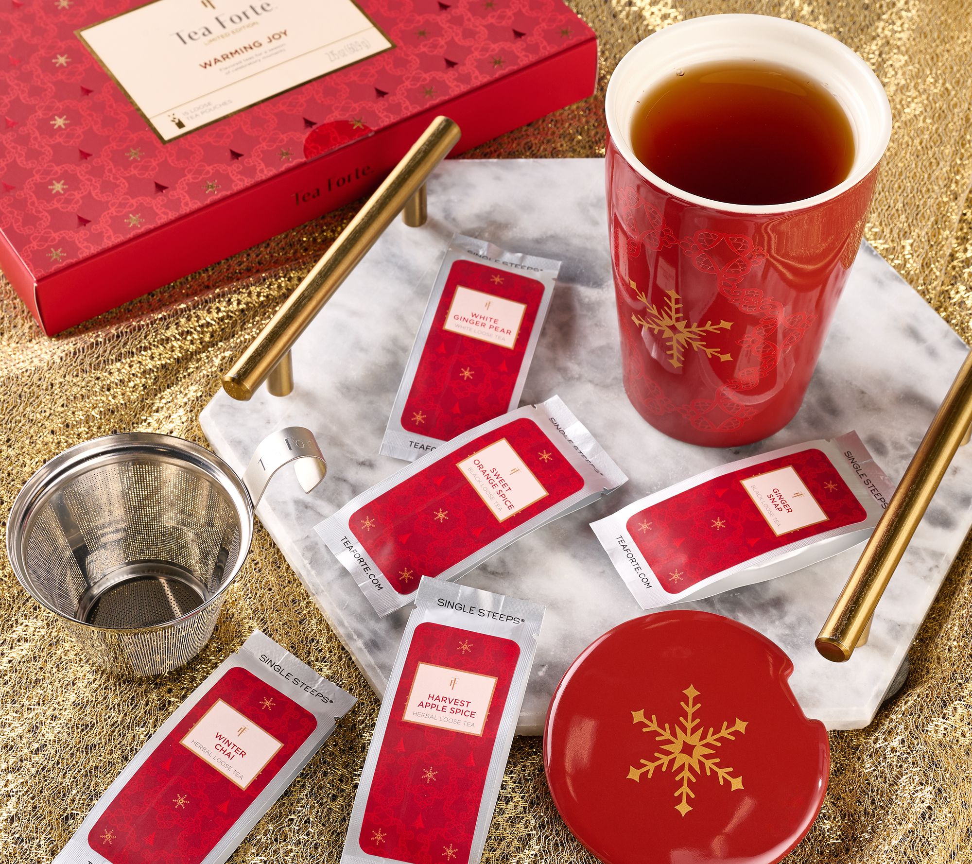 Tea Forte 15ct Warming Joy Single Steeps W/ Steeping Cup