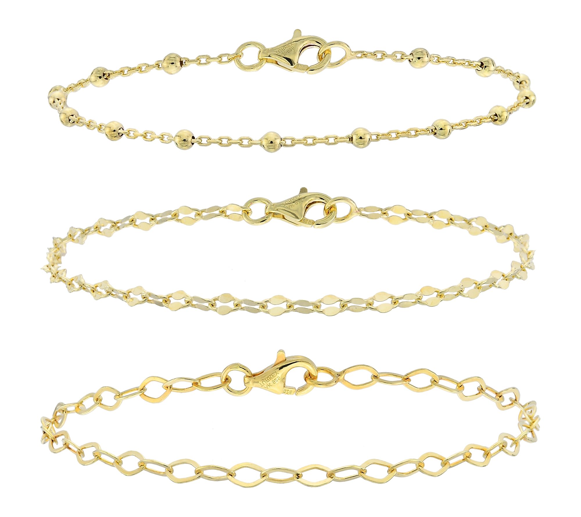 Silver Style Set of 3 Multi-Link Bracelets, Sterling