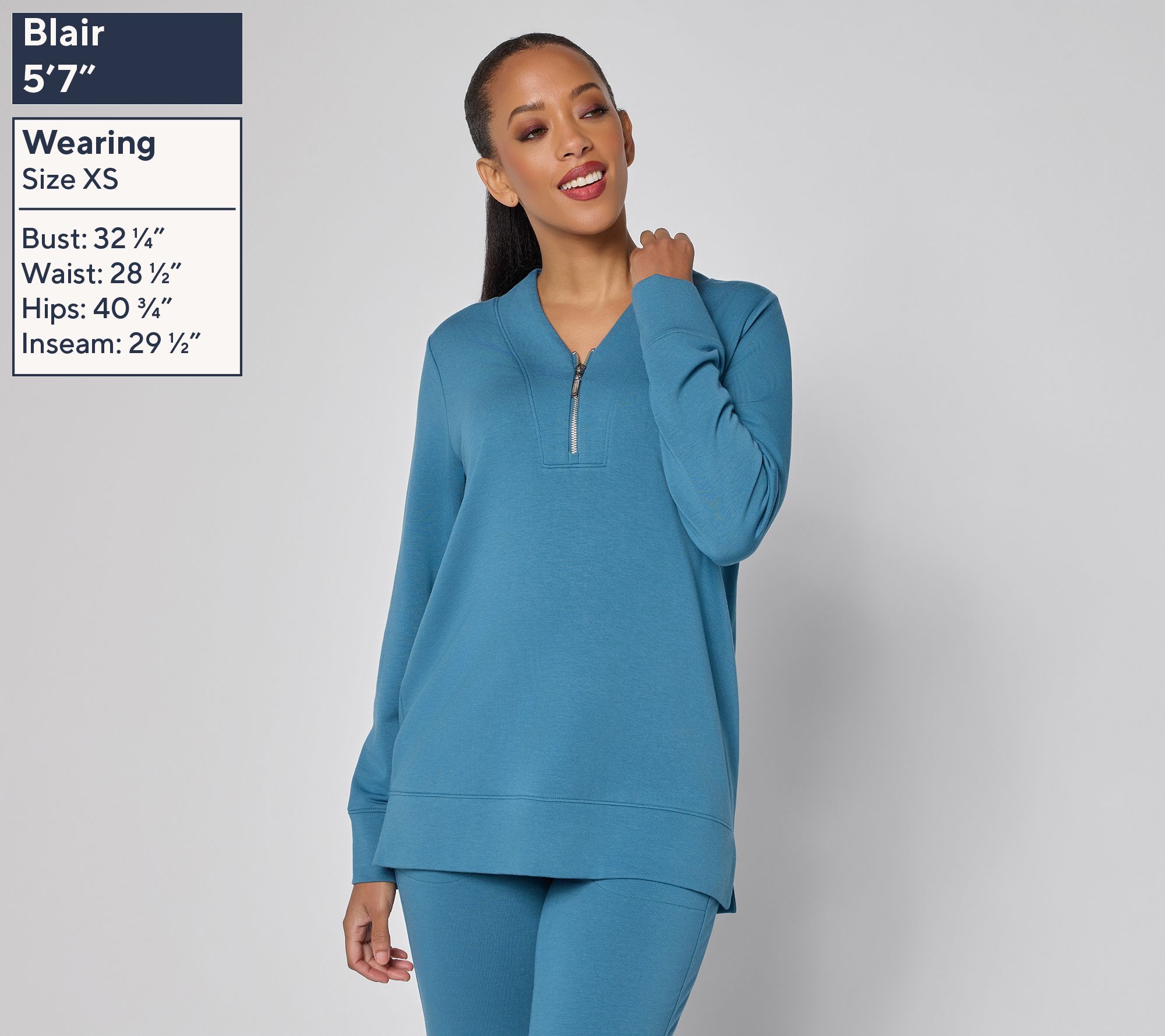 Denim & Co. Active Fleece-Back Knit V-Neck Top