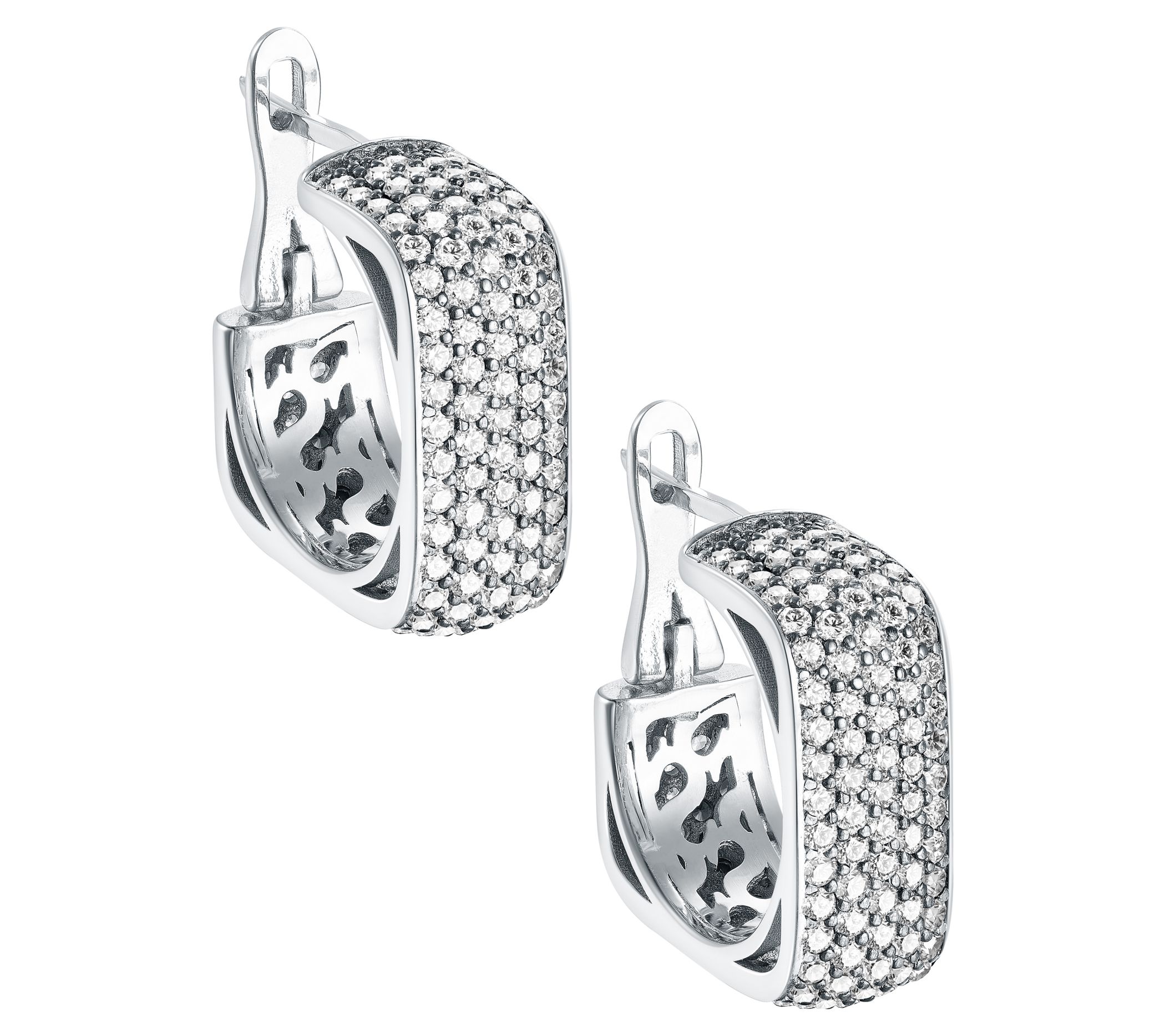 Diamonique 3.00 cttw Square Hoop Earrings, 14KRose Plated