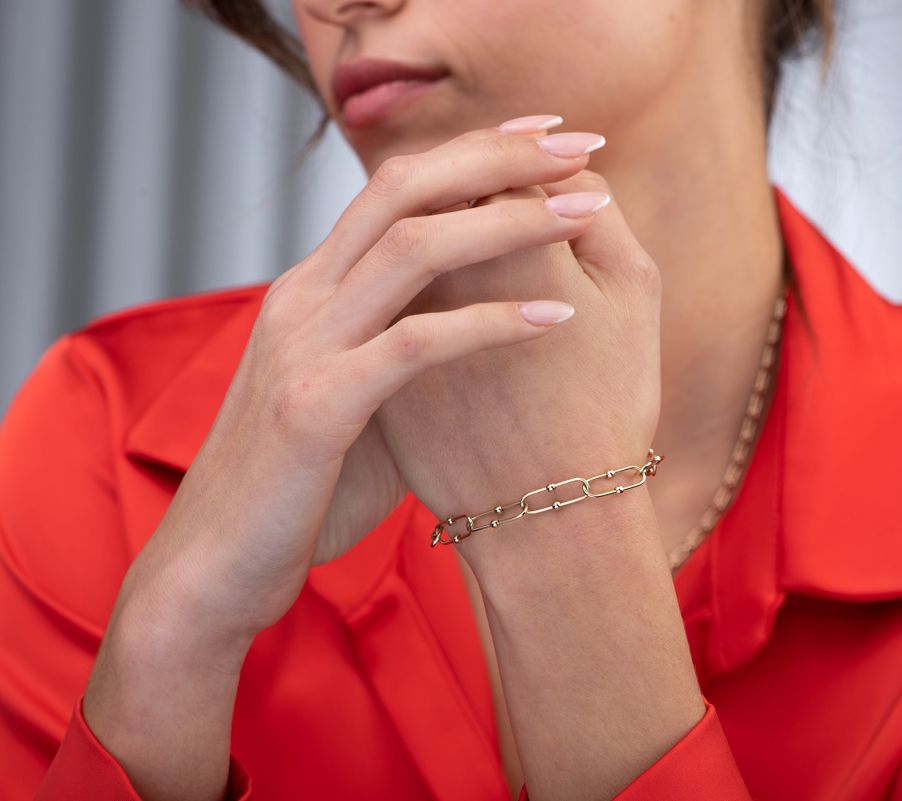 Adi Paz 14K Gold Oval Paperclip Link Bracelet