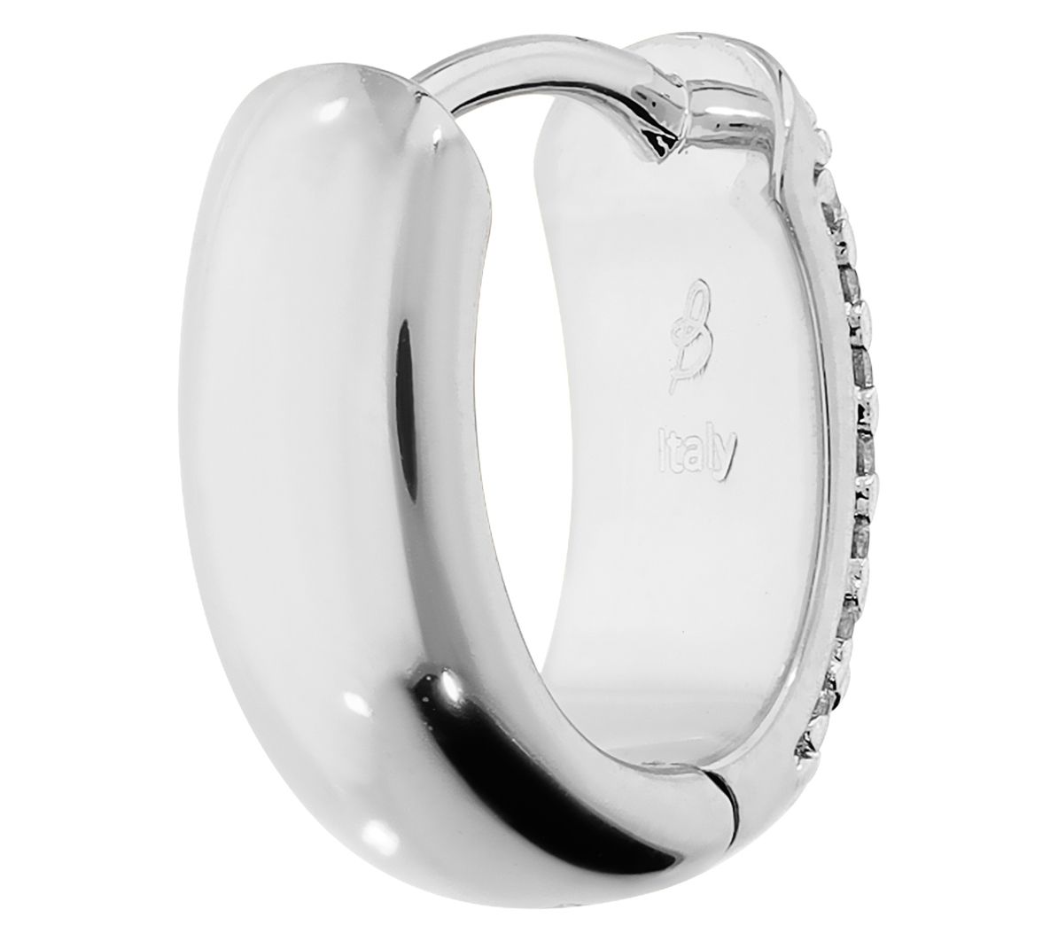 Diamonique x Bronzo Italia Oval Huggies Hoop Earrings