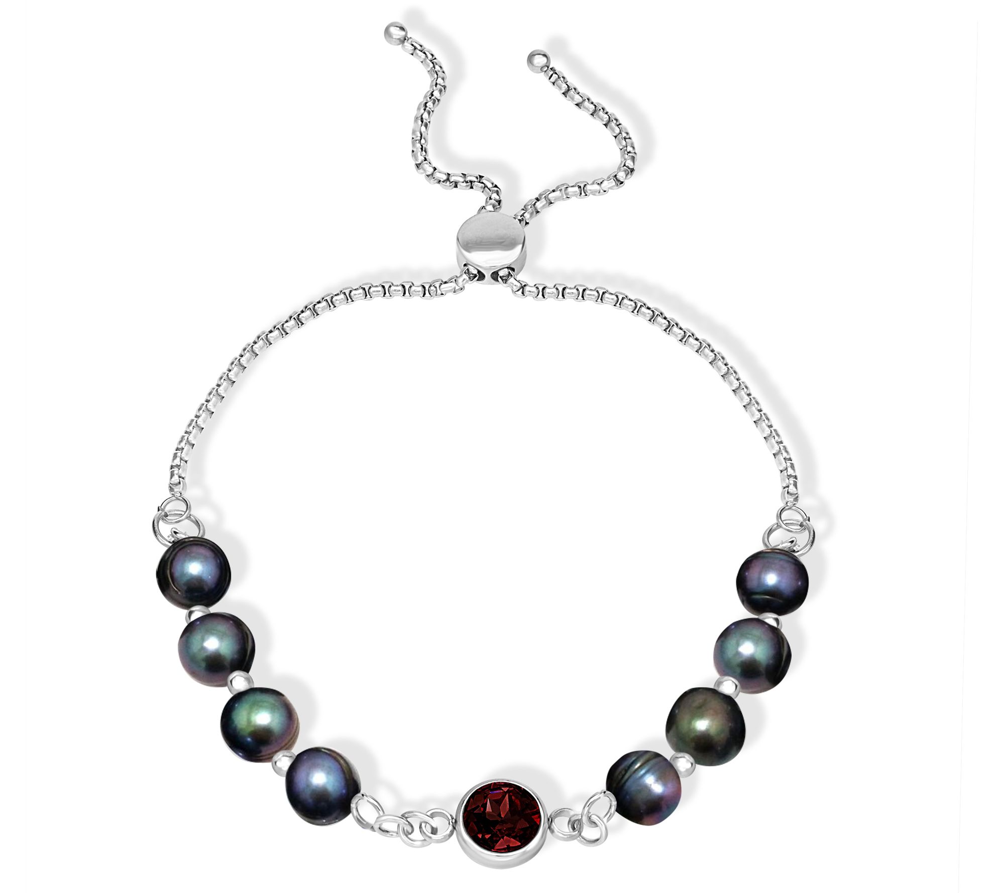 Steel by Design Cultured Pearl & Crystal Birthstone Bracelet
