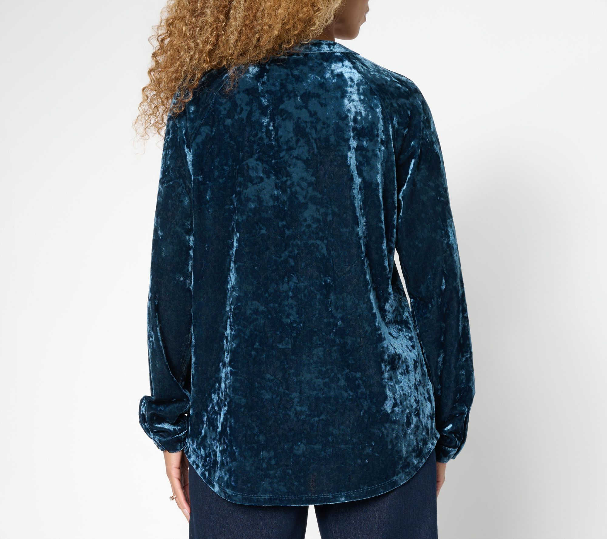 Belle Boho by Kim Gravel Crushed Velvet Long Sleeve Shirt