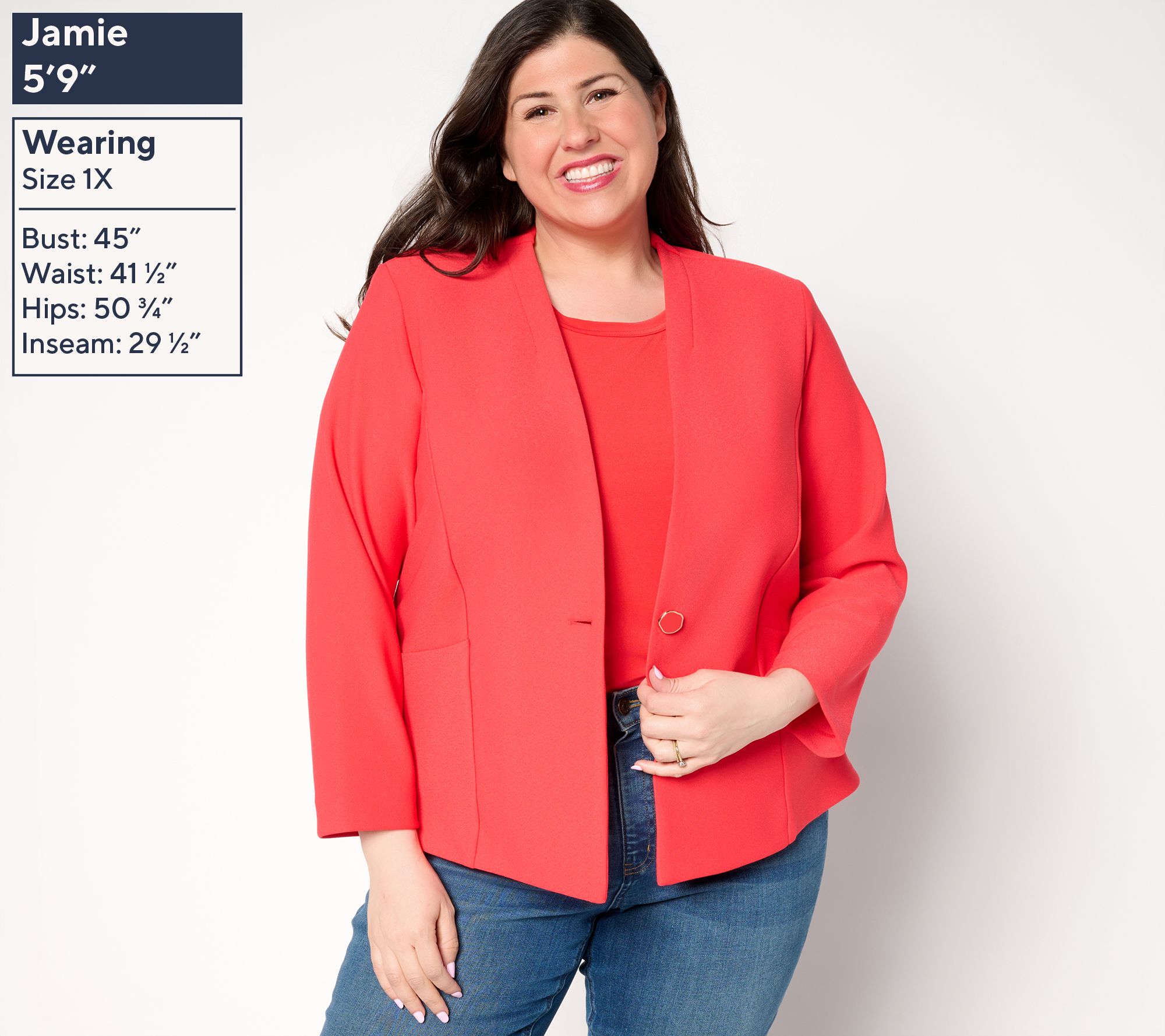 Susan Graver Knit Crepe Fusion Bracelet Sleeve Button Front Jacket