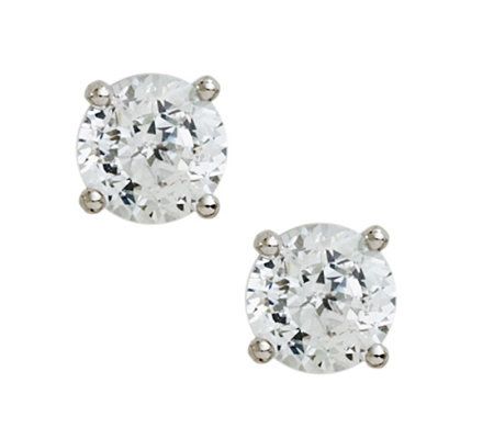 Diamonique 100-Facet Round Stud Earrings, Platinum Clad