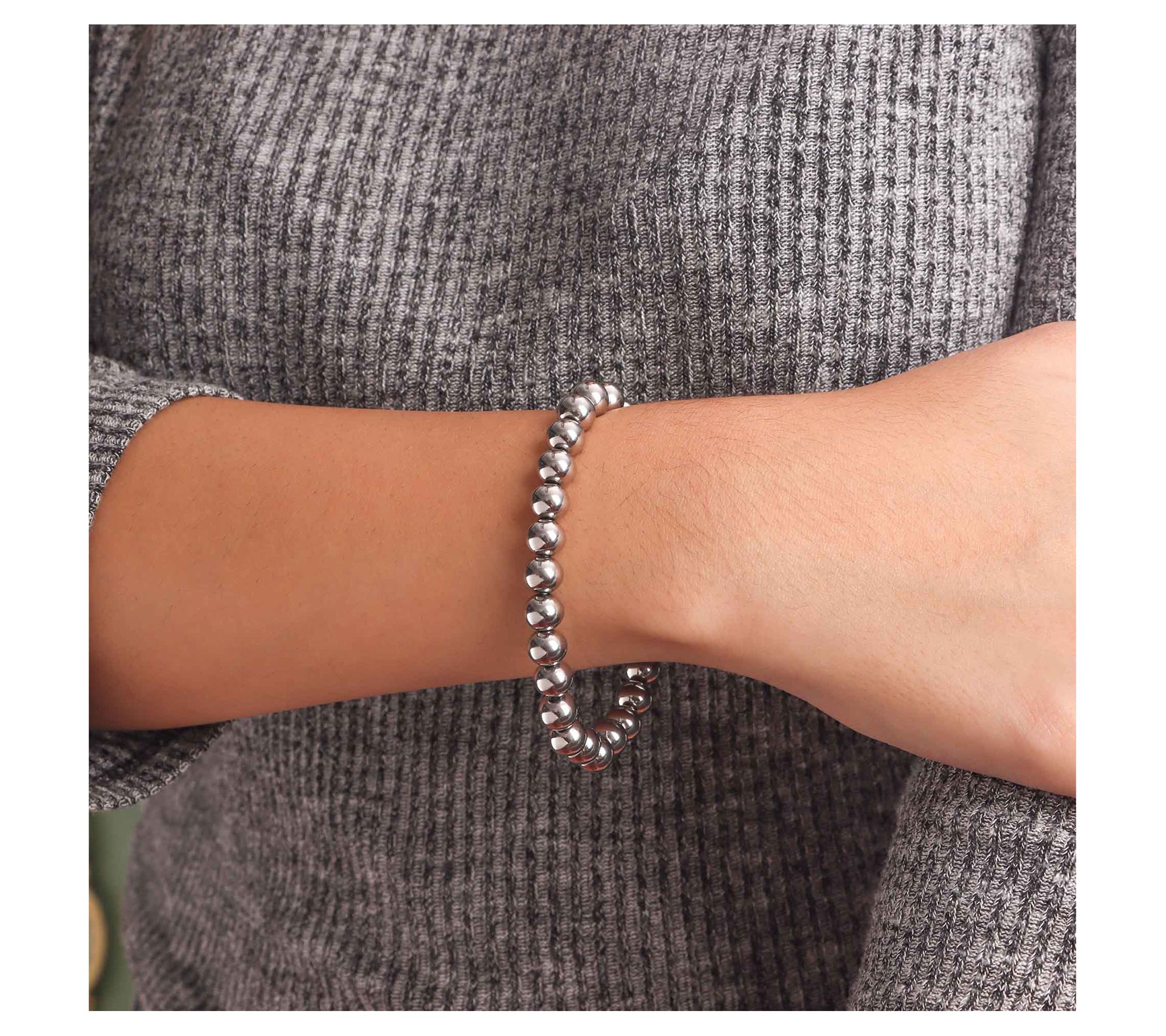 Steel by Design Polished 8mm Bead Stretch Bracelet