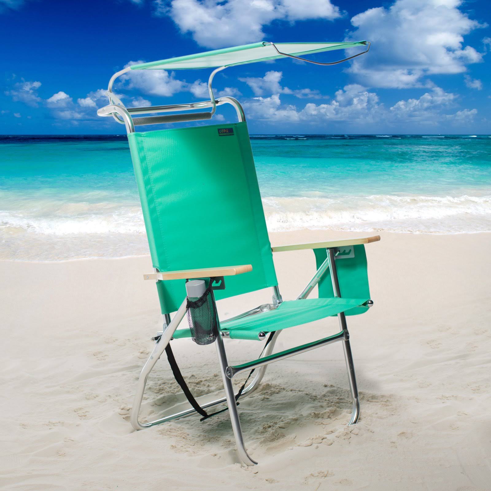 Outdoor Copa 4 Position Big Tycoon Canopy Beach Chair Green