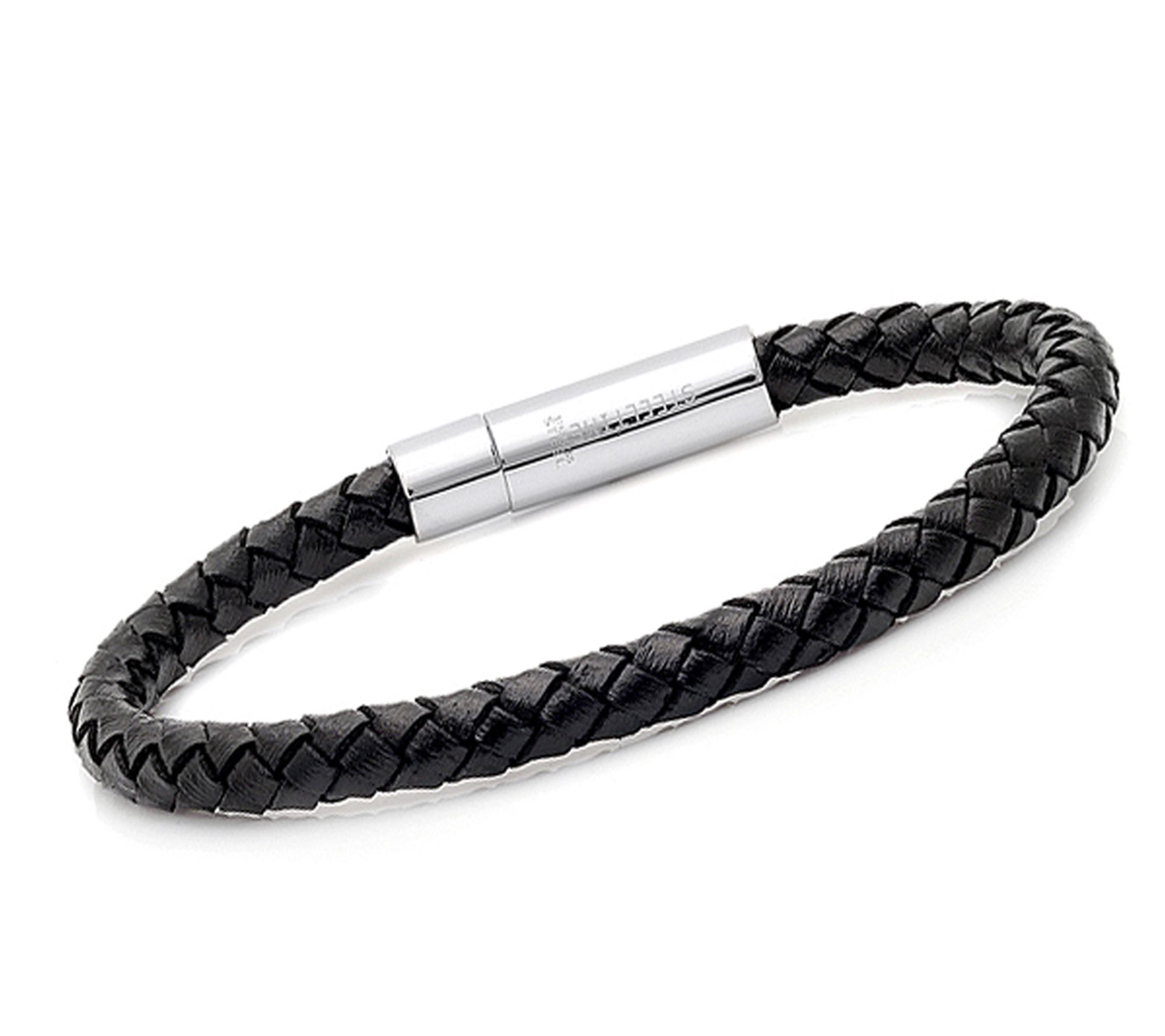Steel by Design Men's Braided Leather Bracelet