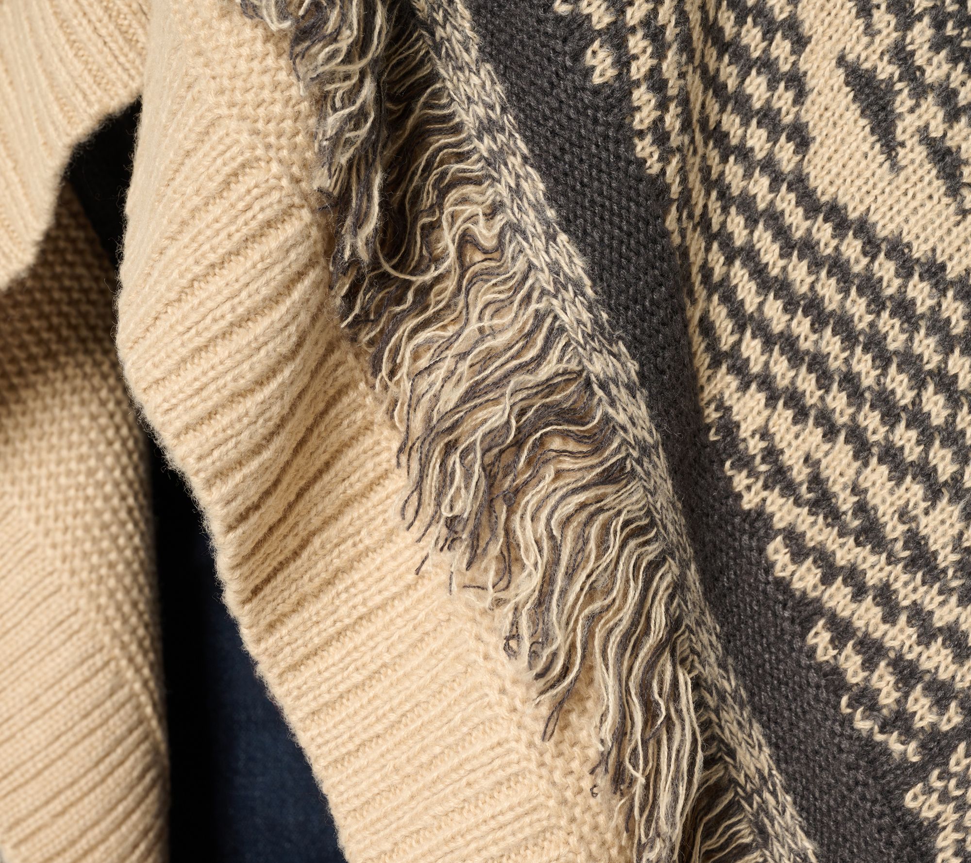 Denim & Co. Canyon Retreat Drape Front Cardigan with Fringe