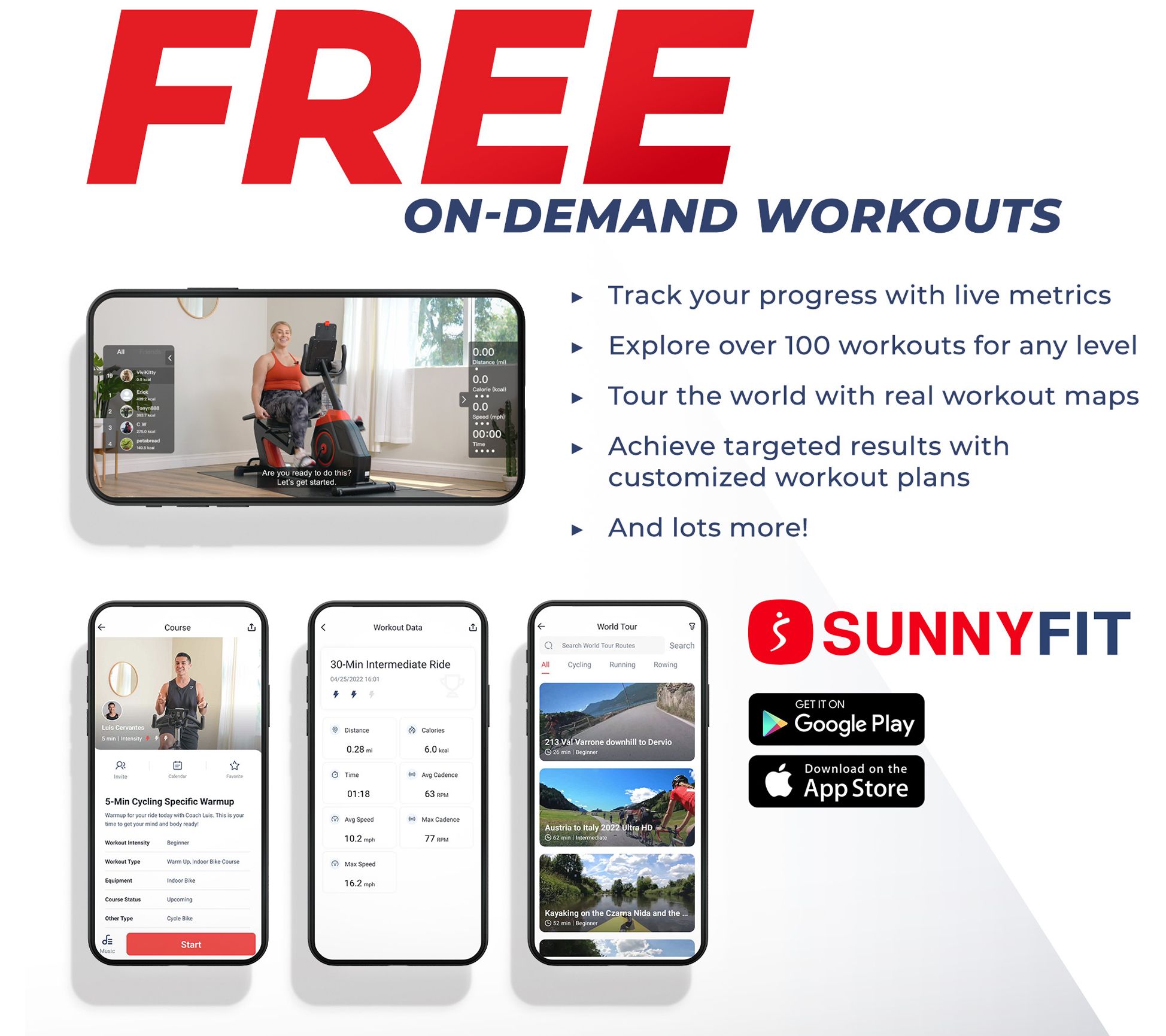 Sunny Health & Fitness Indoor Cycle Bike w/ SunnyFit App