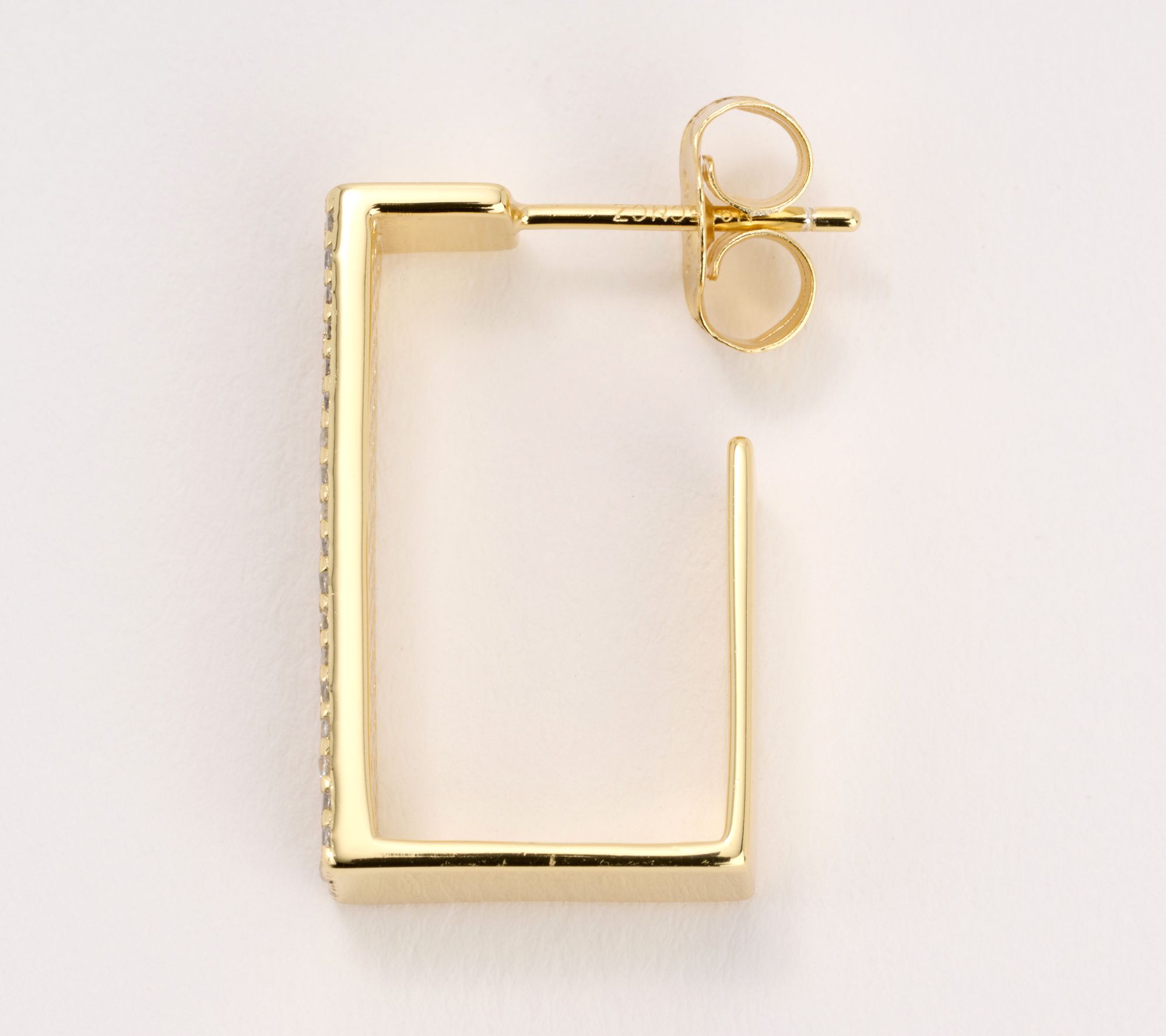 Diamonique U-Shape Pave Hoop Earrings, Sterling Silver