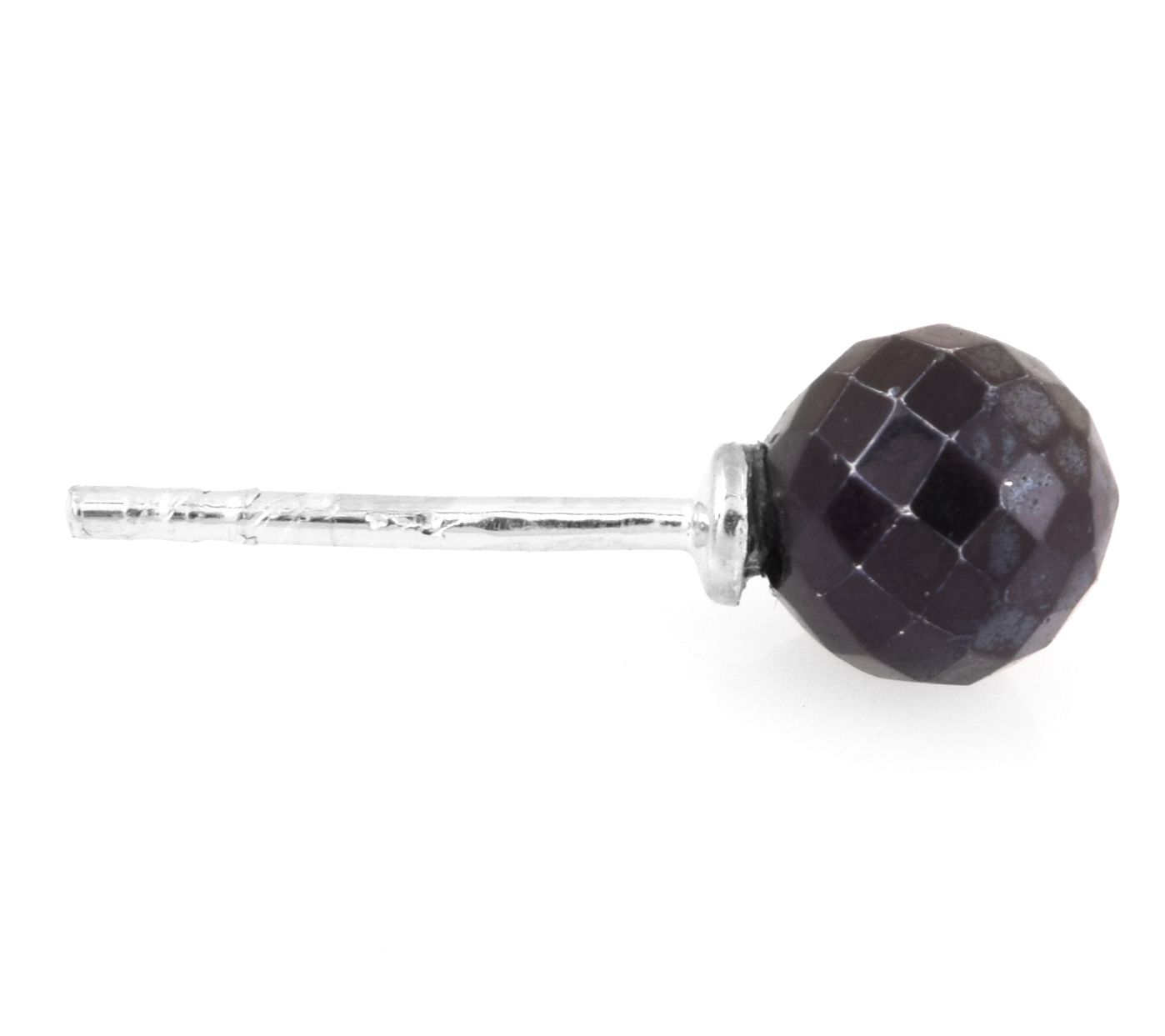 Sterling Silver Coated Black Spinel Stud Earrings