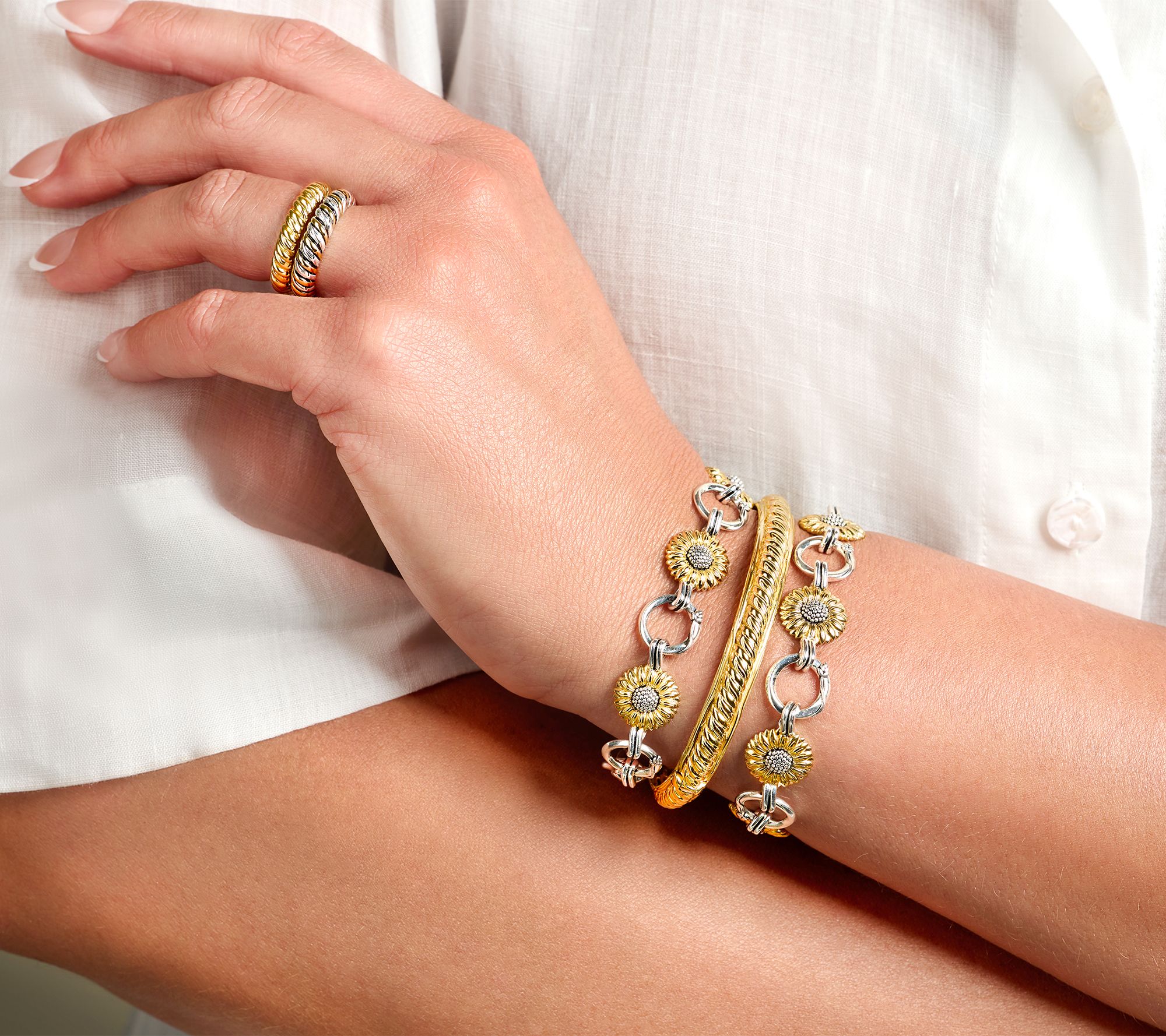 Christian James by Scott Grimes Two-Tone Suower Bracelet 16.9g