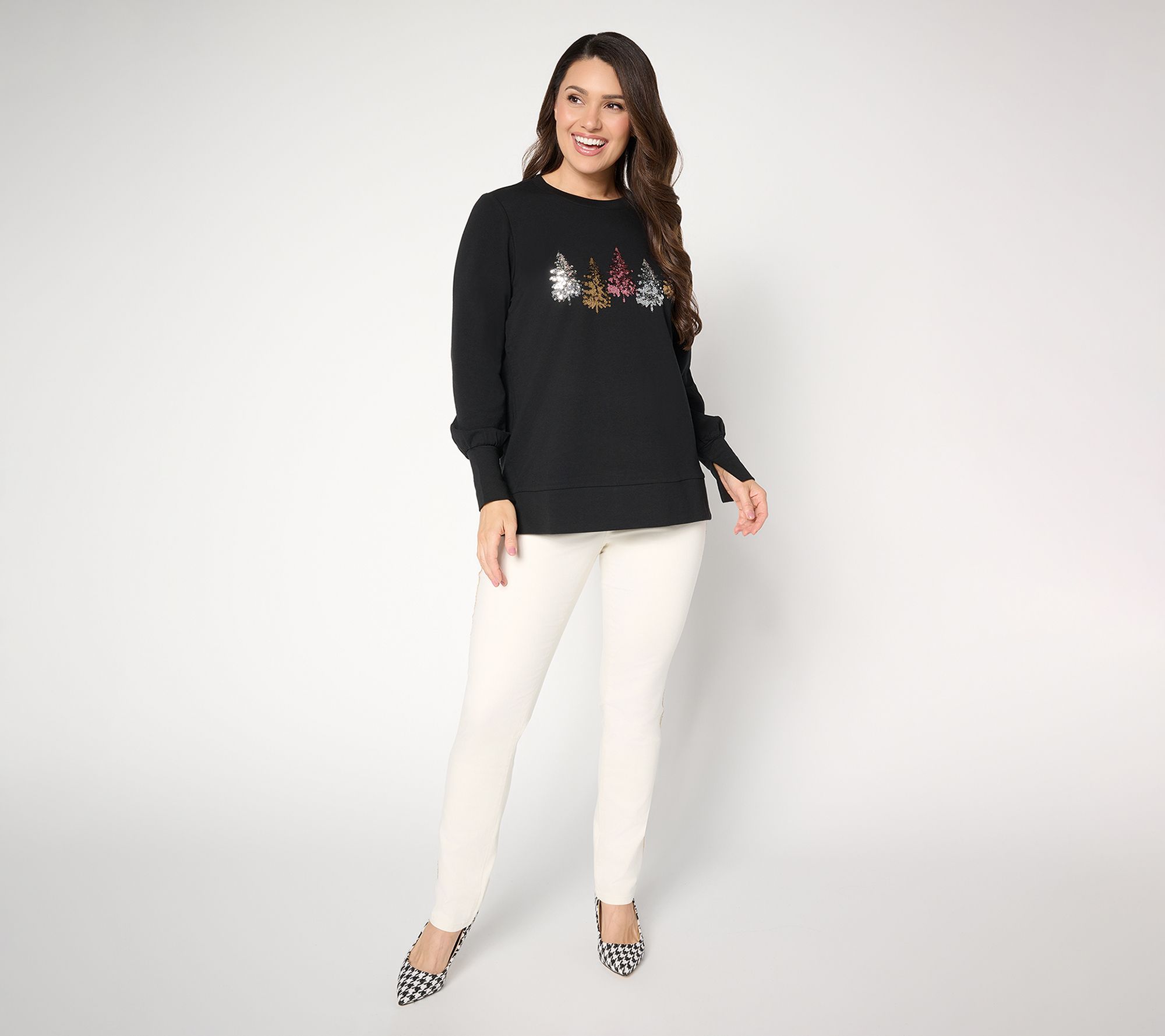 Belle by Kim Gravel Petite TripleLuxe Twill Sequin Striped Jean