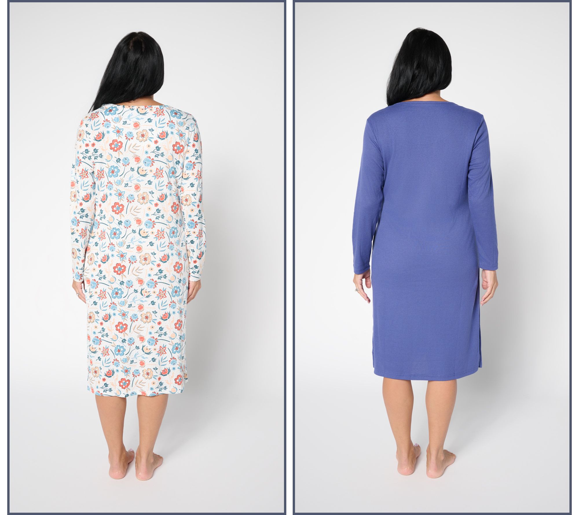 MUK LUKS Ribbed Knit & Cloud Knit 2-Pack Long Sleeve Dresses