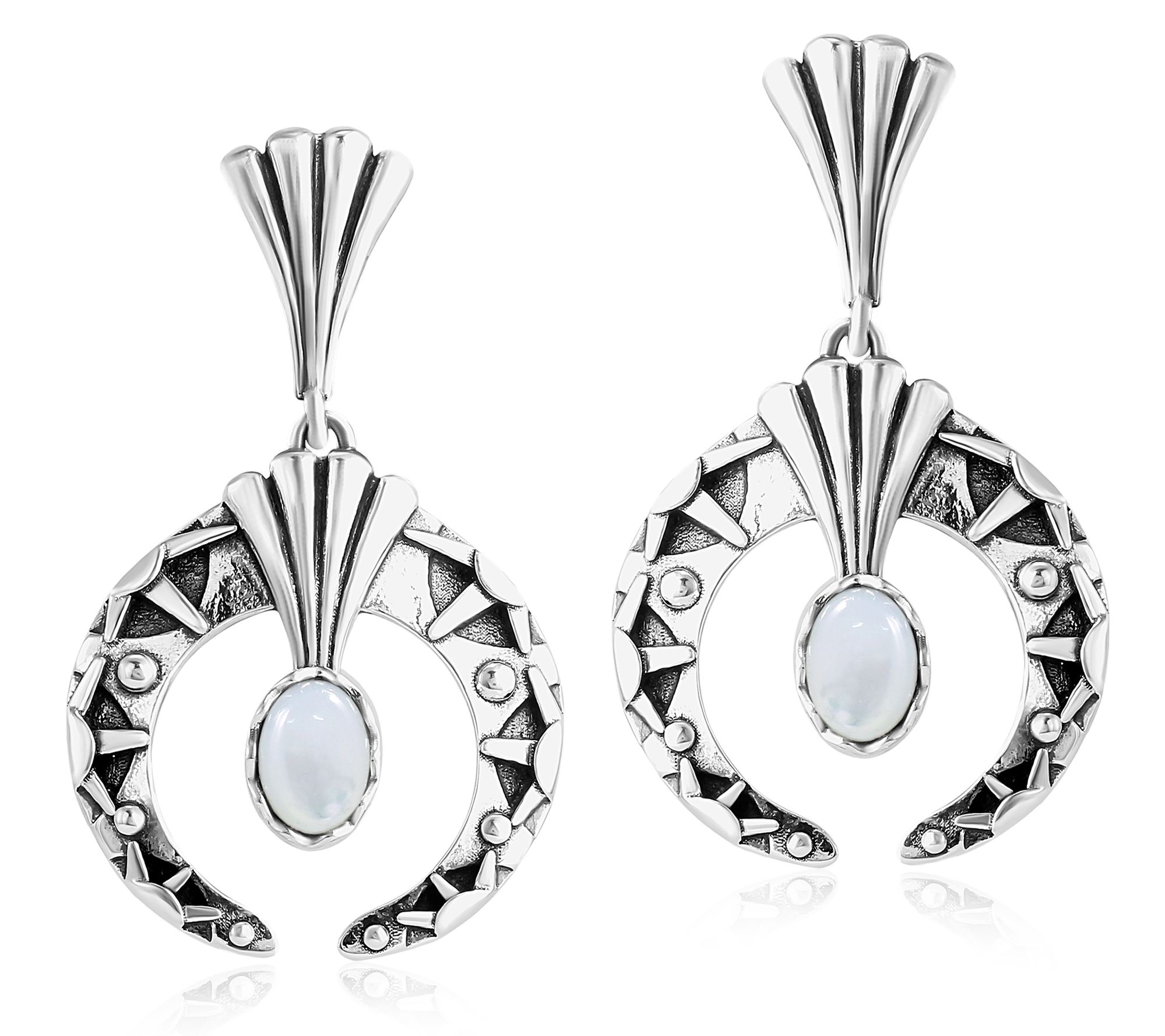 Fritz Casuse Sterling Silver Oval Gemstone NajaEarrings