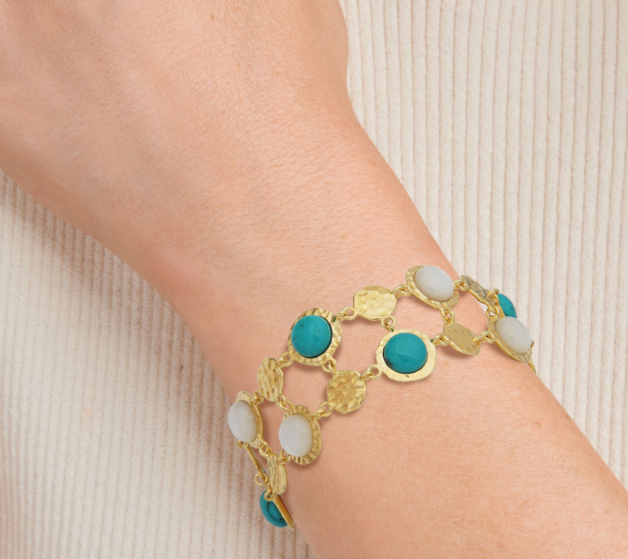 Affinity Gems Turquoise & Mother of Pearl Bracelet,18K Plated