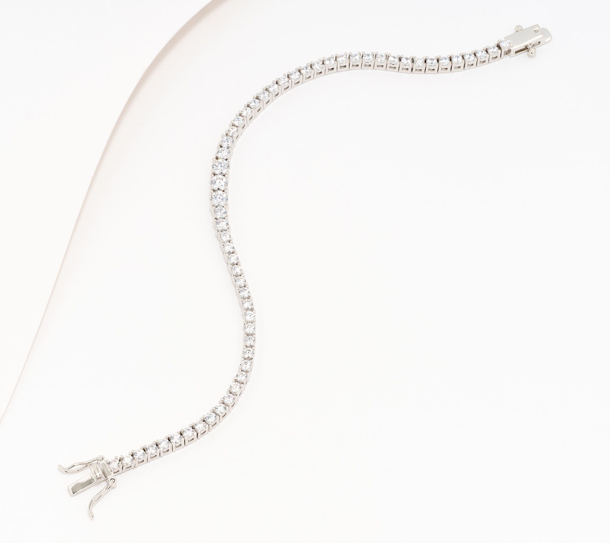 Diamonique Round Graduated Tennis Bracelet, Sterling Silver