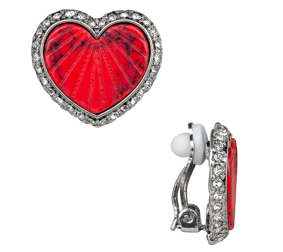 Patricia Nash Lovely Heart Button Clip On Earrings