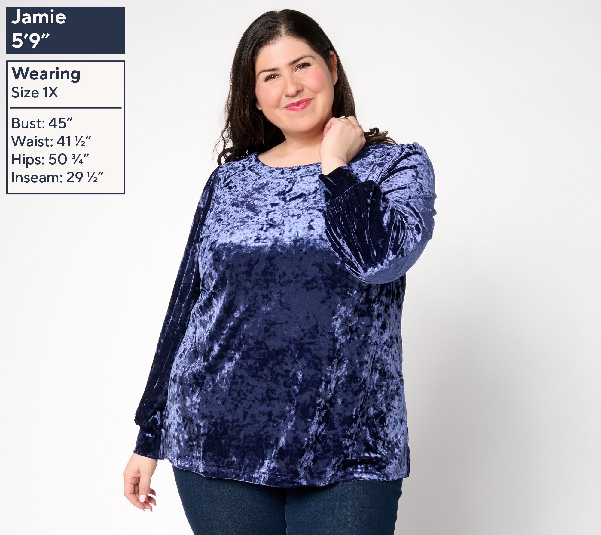 Belle Boho by Kim Gravel Crushed Velvet Blouson Sleeve Top