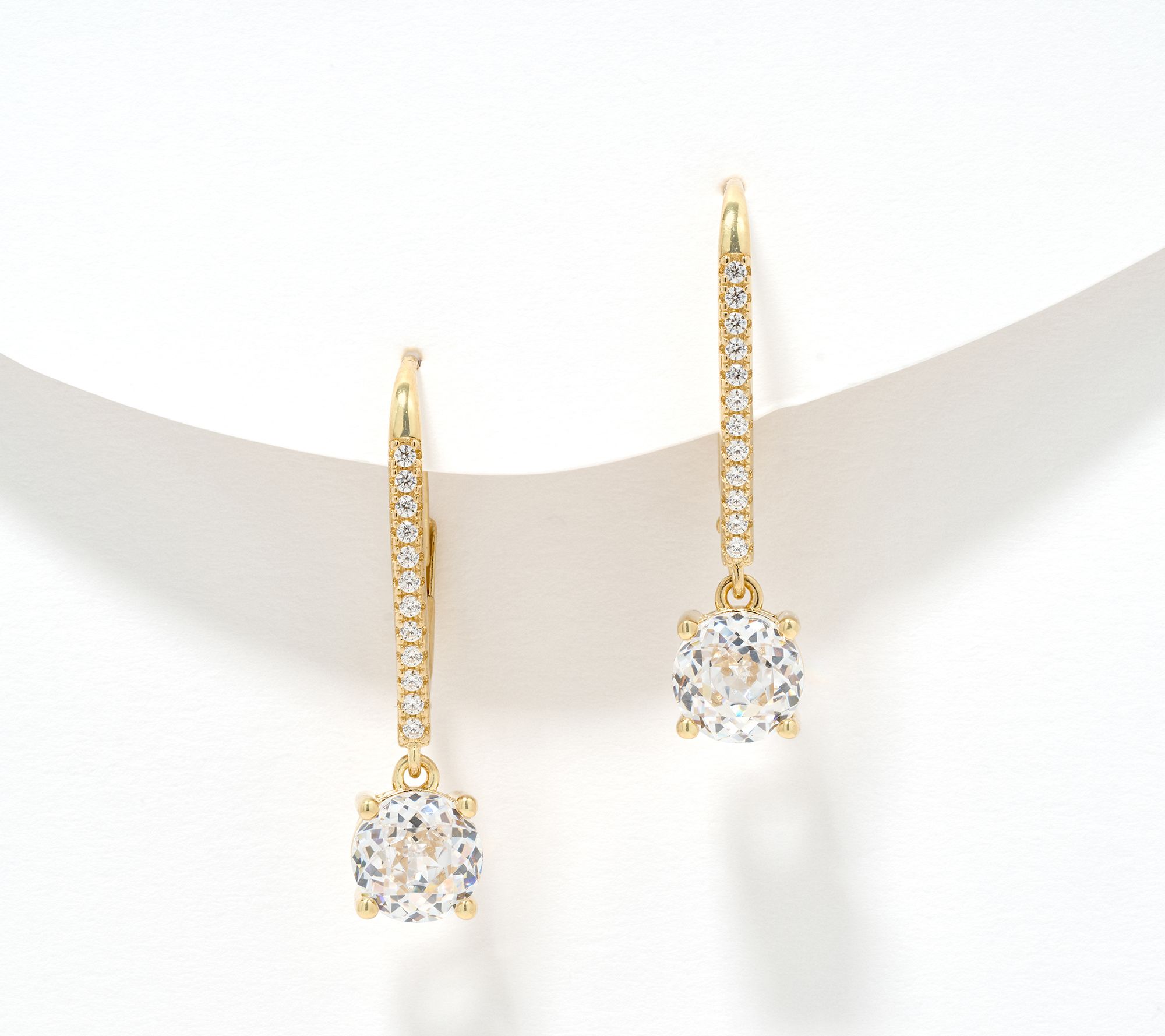 Diamonique Rose Cut Leverback Earrings, Sterling Silver