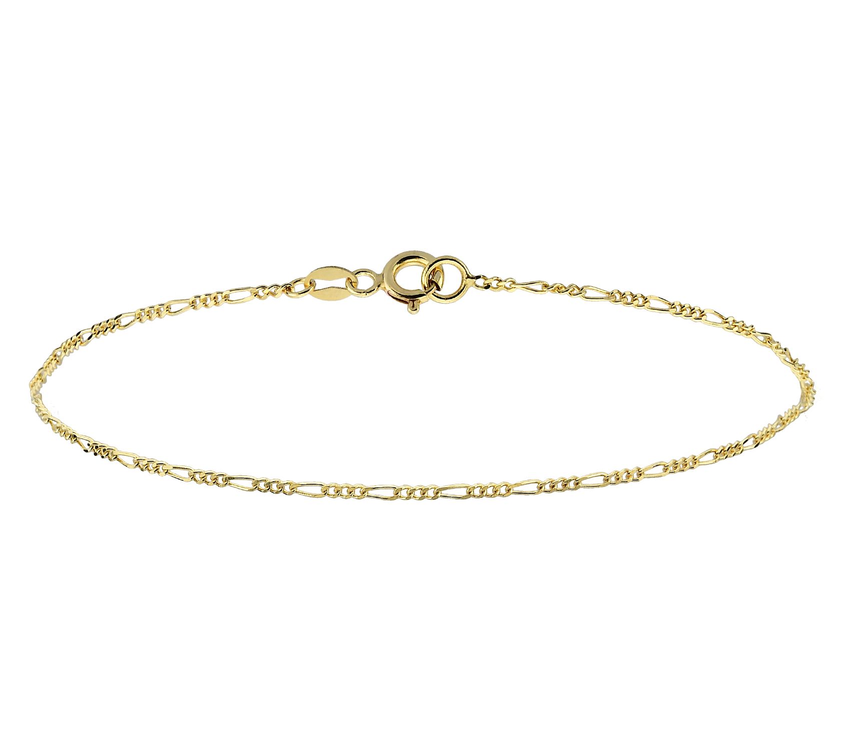 Adorna 14K Gold 1.25mm Solid Figaro Chain Bracelet